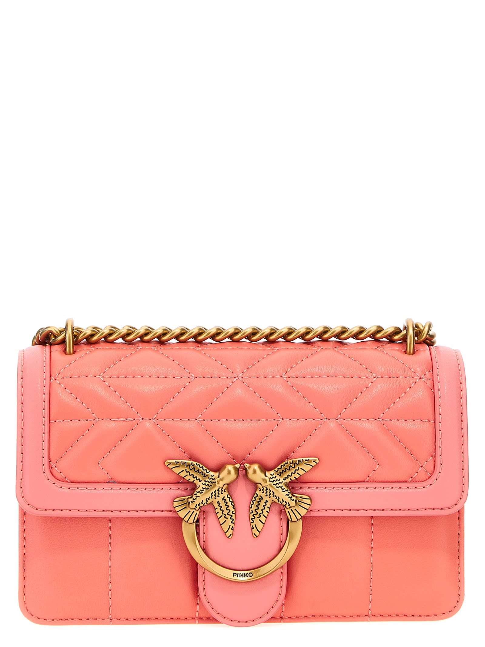 Shop Pinko Love One Mini Crossbody Bag In Pink