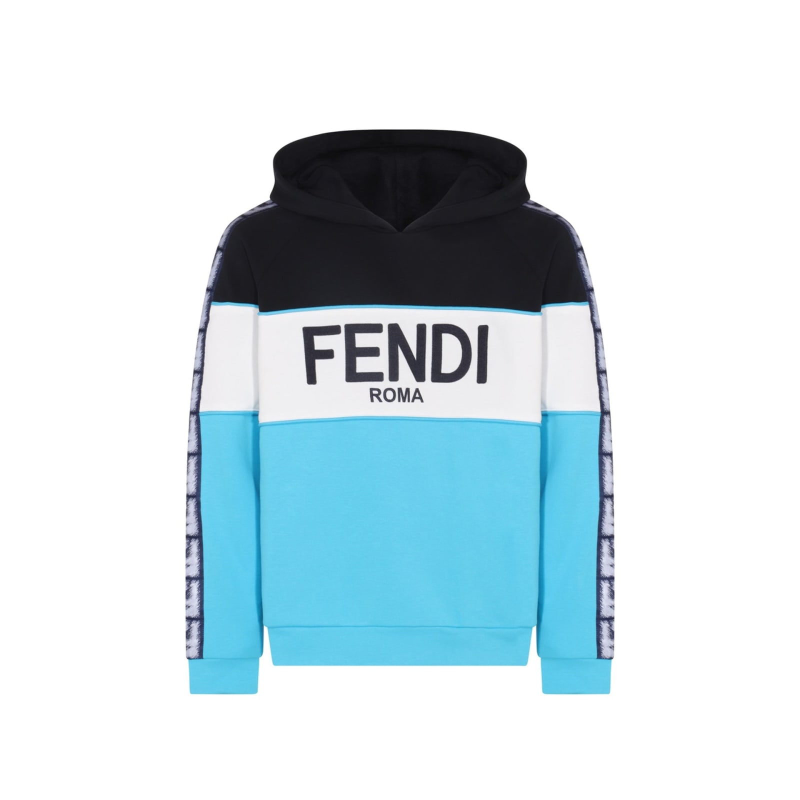 Fendi Logo Hooded Sweatshirt In Blue
