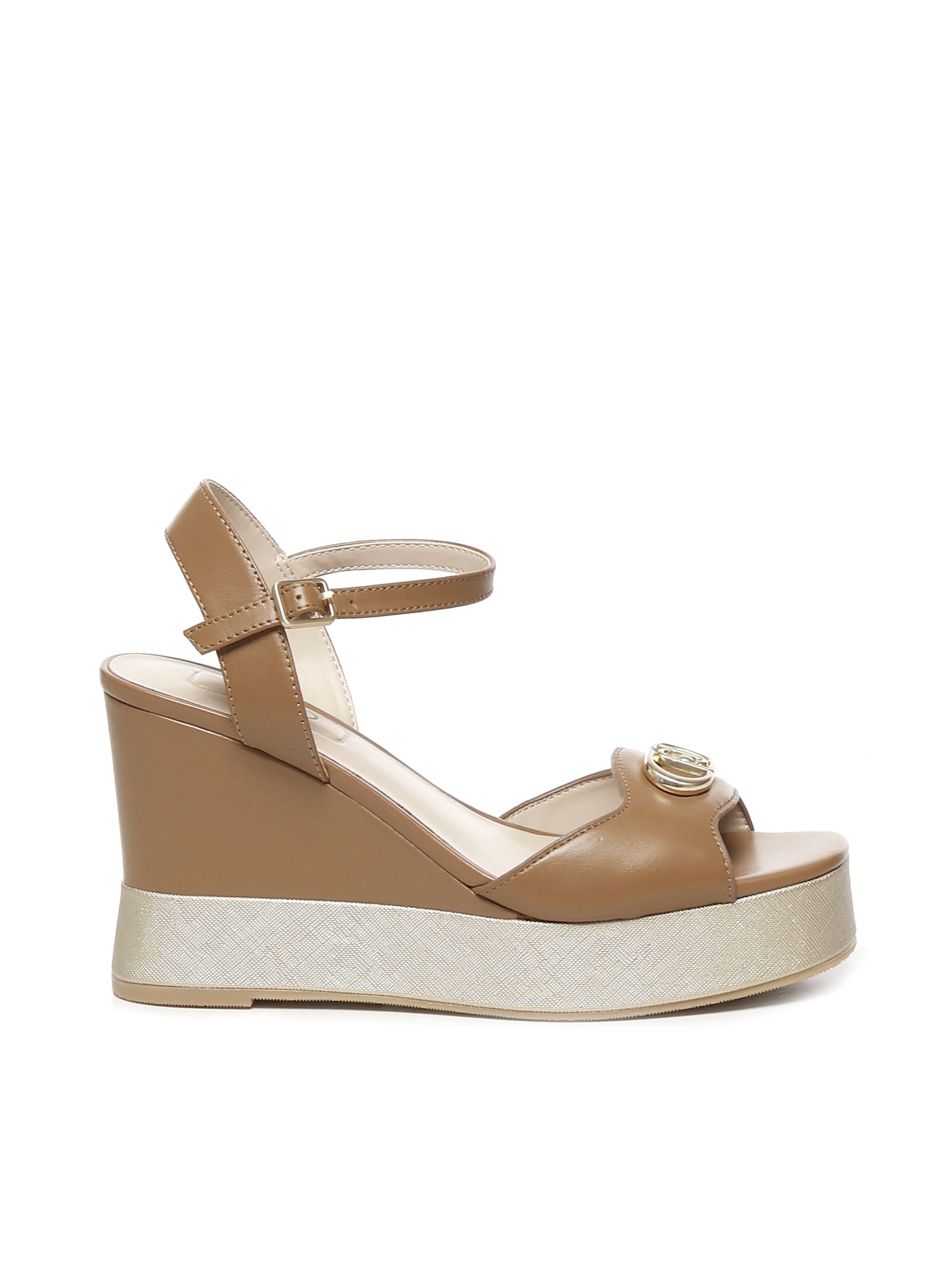 Shop Liu •jo Leather Wedge Sandals