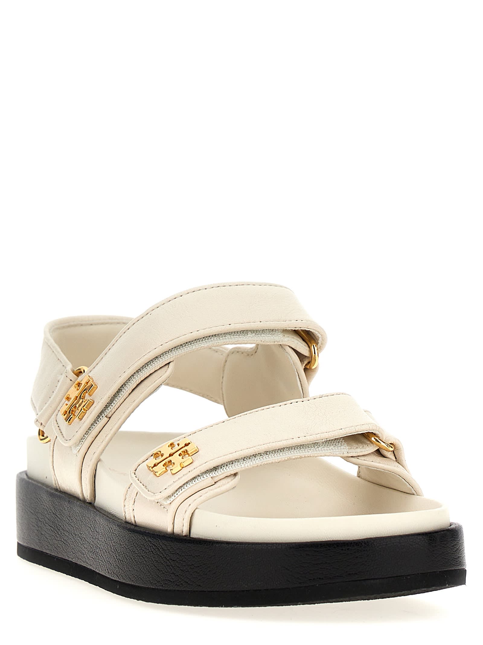 Tory Burch Black Slingback Sandals With Double Strap In White