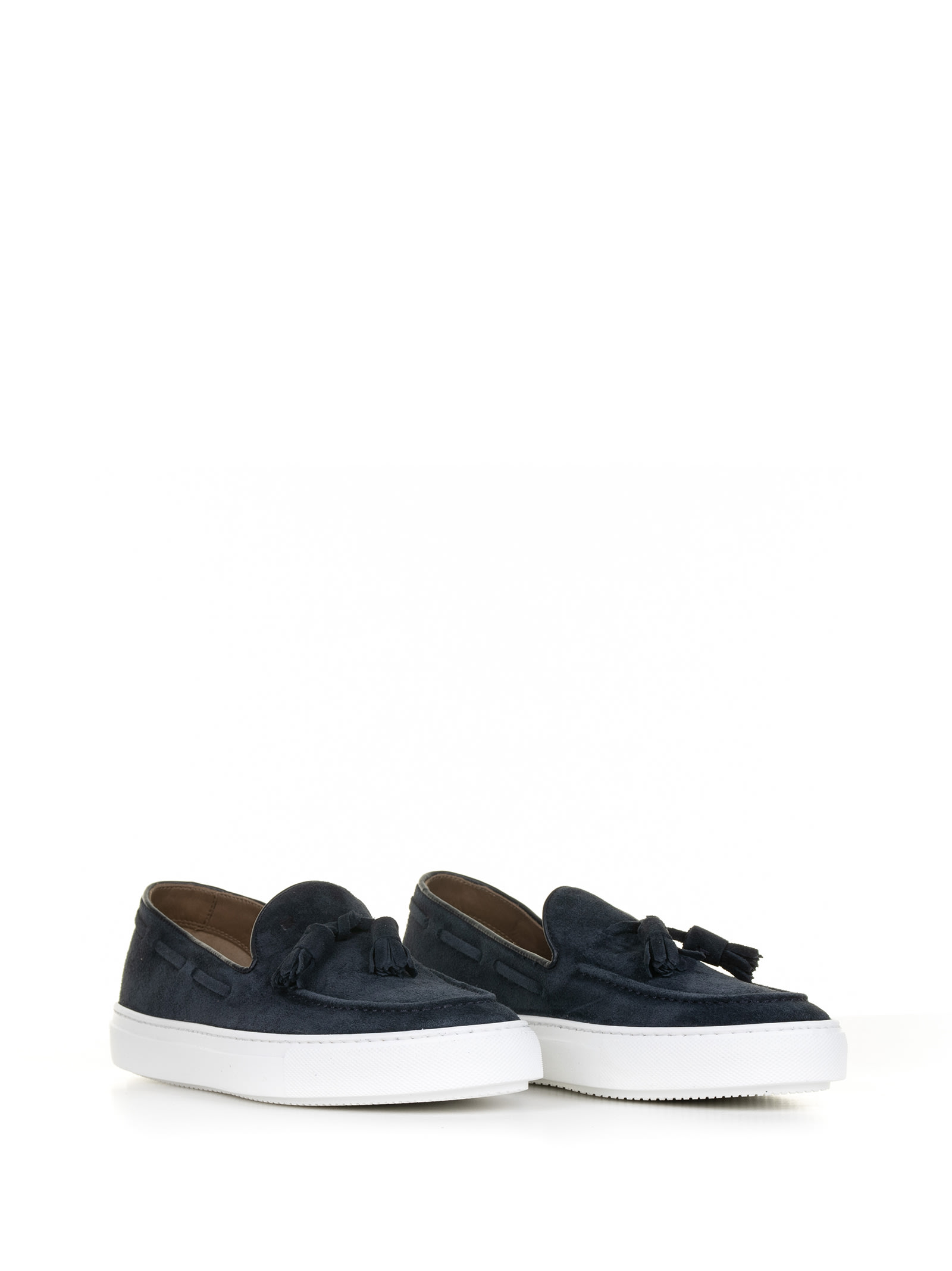 Shop Fratelli Rossetti One Moccasin In Blue Suede And Rubber Sole