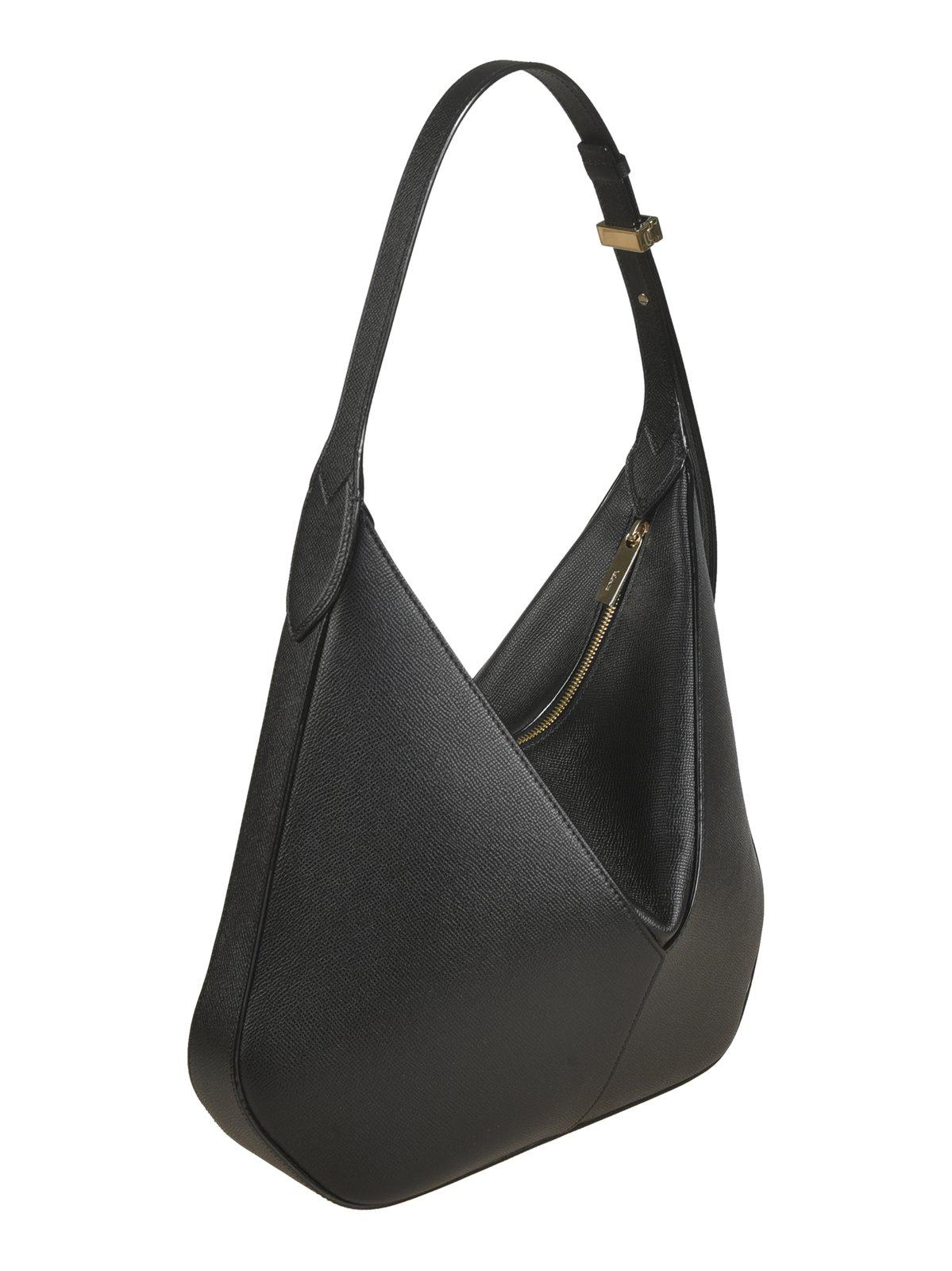 Shop Valextra Vivi Textured Hobo Bag In Black