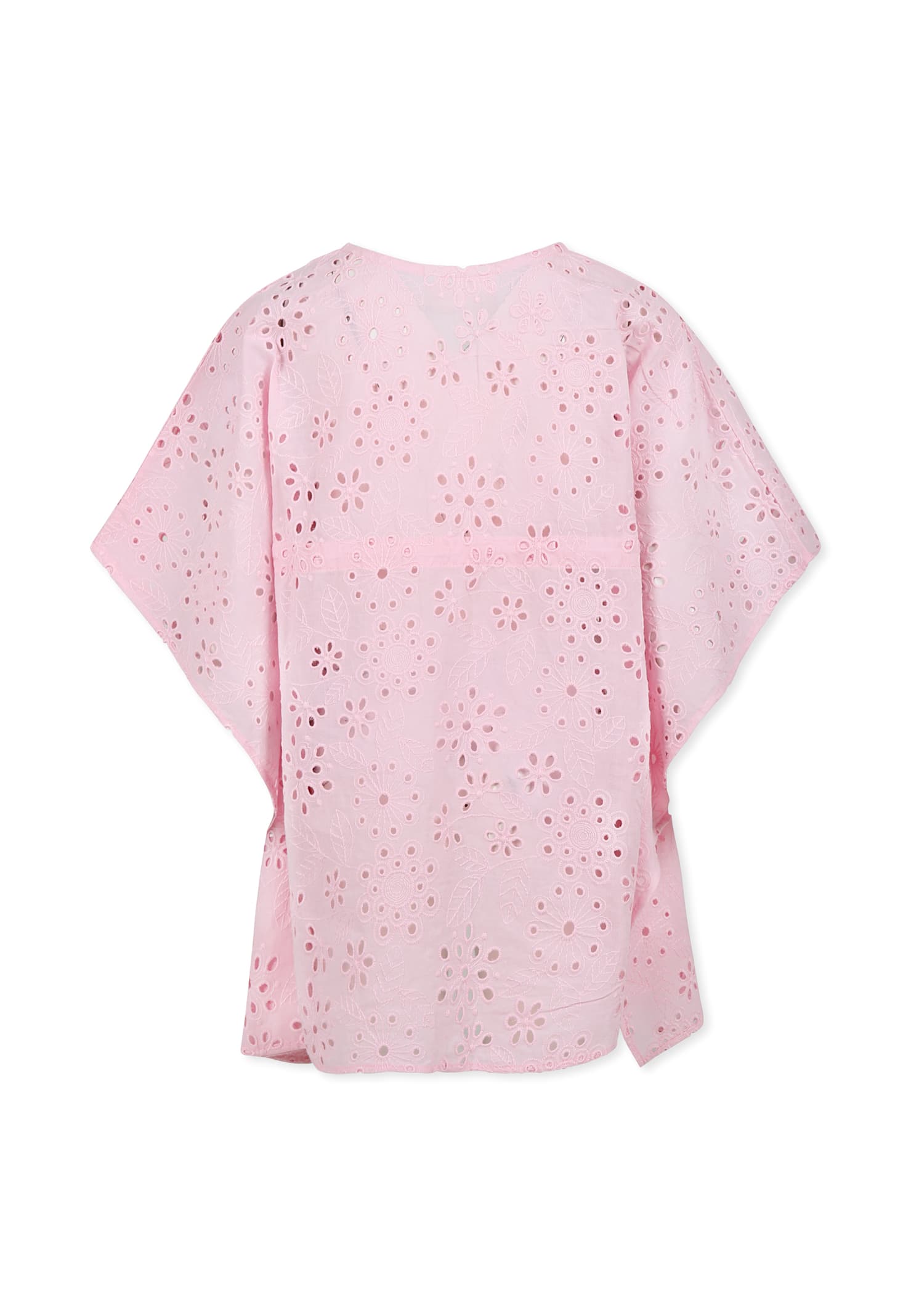 Mc2 Saint Barth Pink Dress For Girl With Flowers In Pink