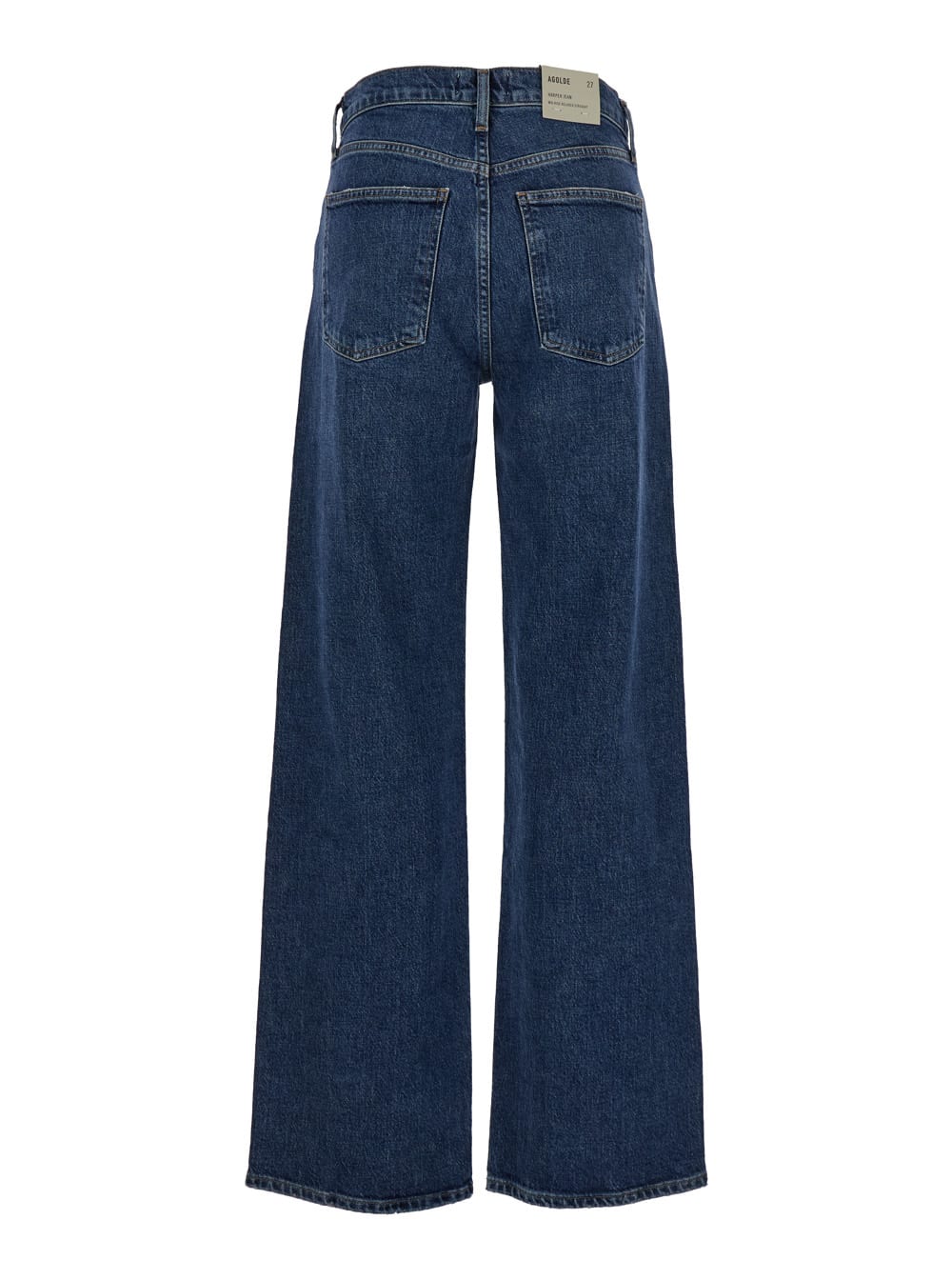 Shop Agolde Harper Blue Five-pocket Straight Jeans In Cotton Denim Woman