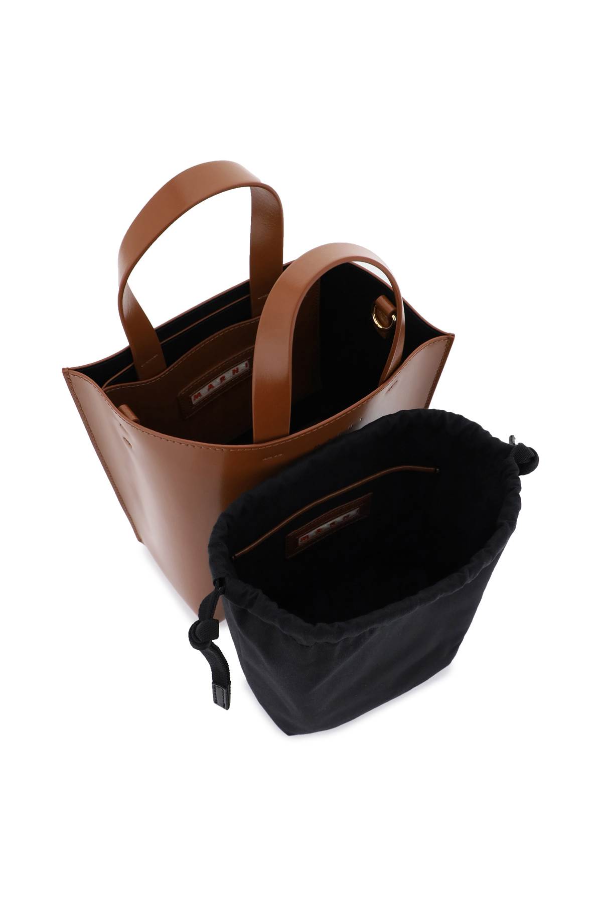 Shop Marni Mini Museo Tote Bag In Leather