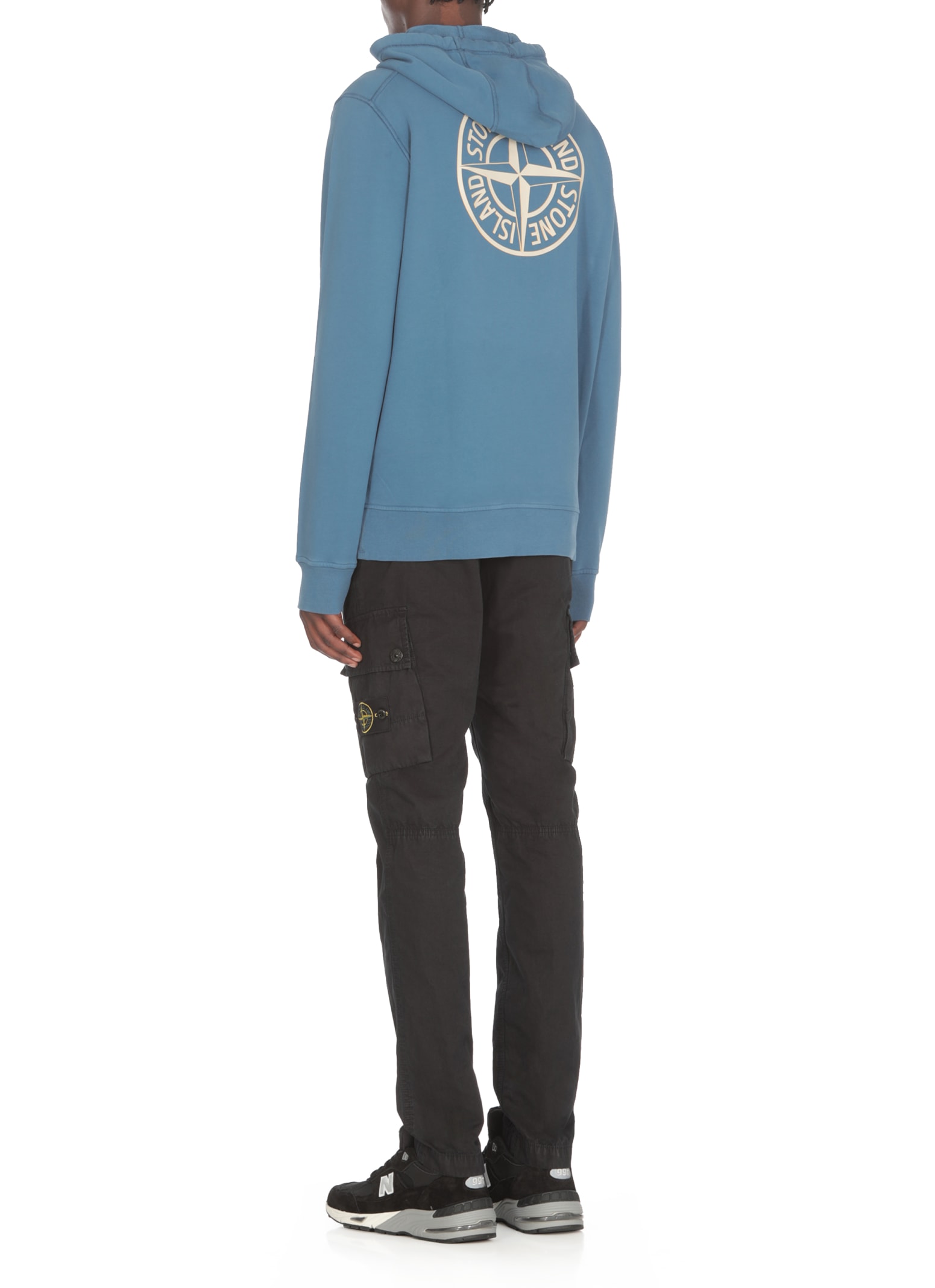 Shop Stone Island Hoodie With Logo In Blue