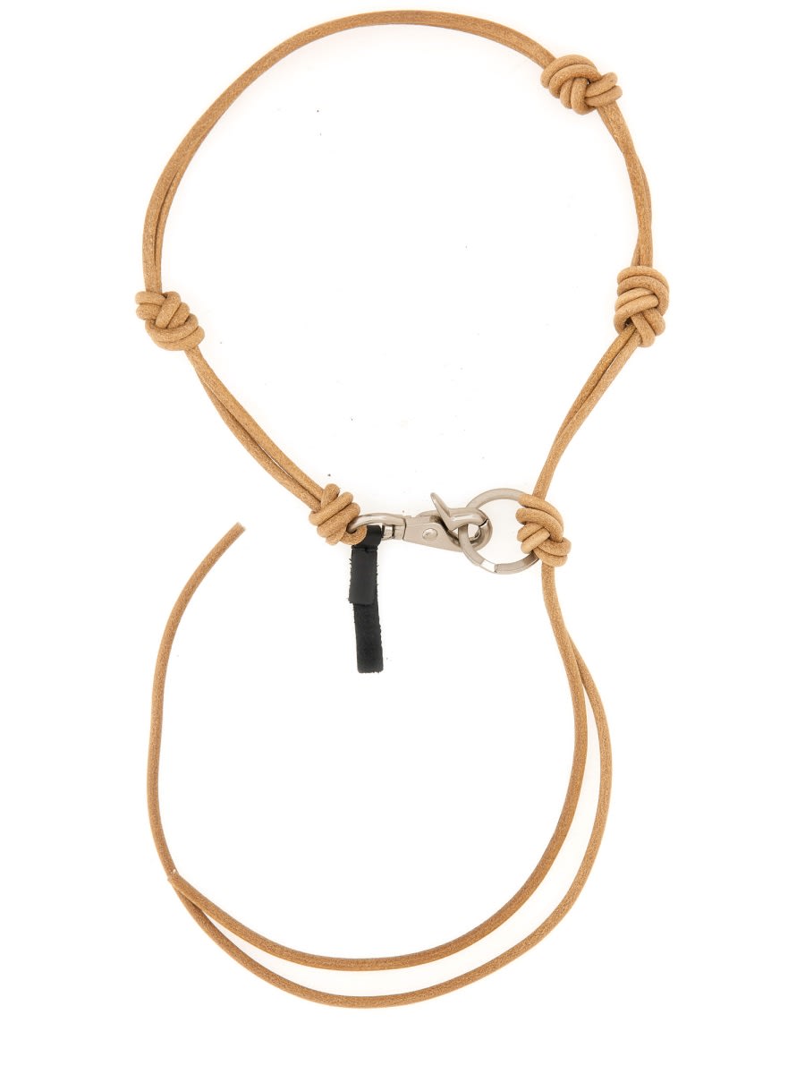 Our Legacy Leather Keychain With Adjustable Length And Knot In Brown