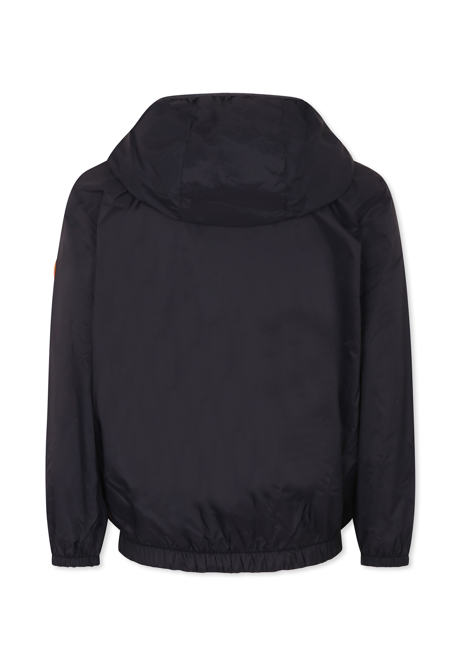 Save The Duck Blue Windbreaker Jacket For Kids With Logo In Black