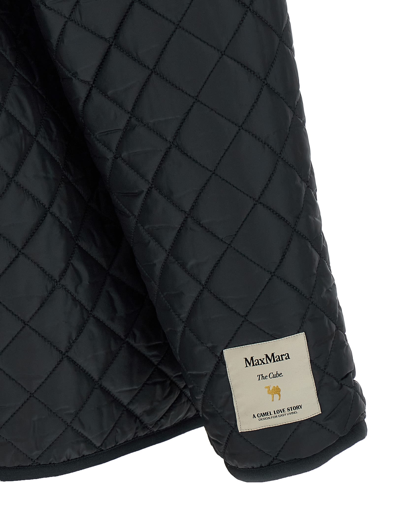 Max Mara The Cube Leo Quilted Short Hooded Jacket Coats Black In Black