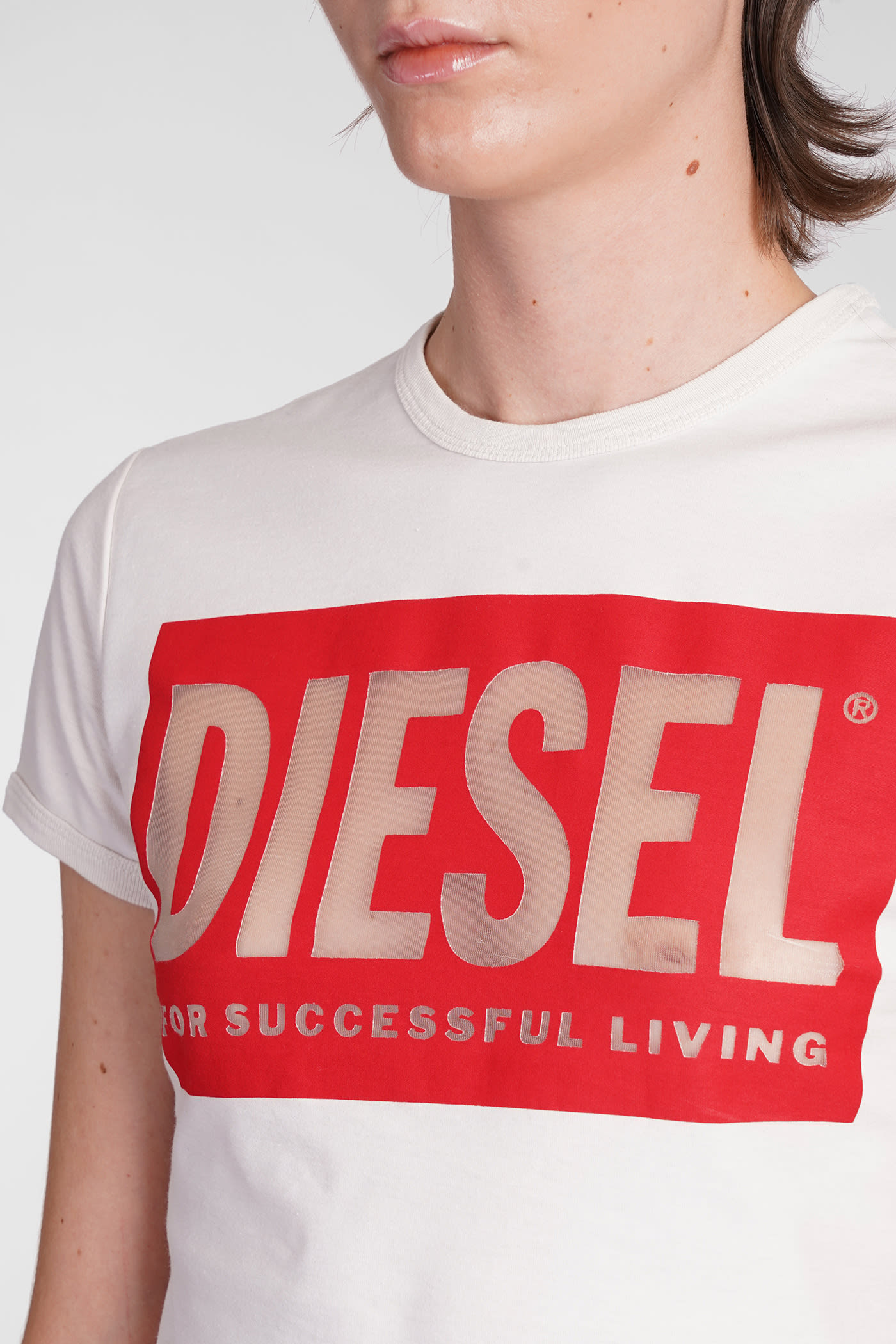 Shop Diesel T Malun T-shirt In Beige Cotton