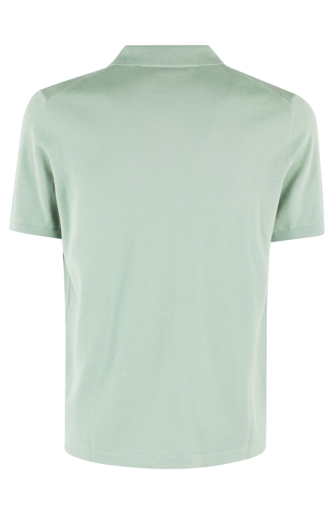 Kangra Cashmere Polo Maglia Collo Skipper Cotone 1filo In Verdino