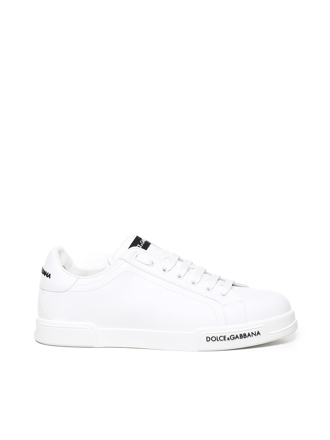 Shop Dolce & Gabbana Portofino Leather Sneakers In White