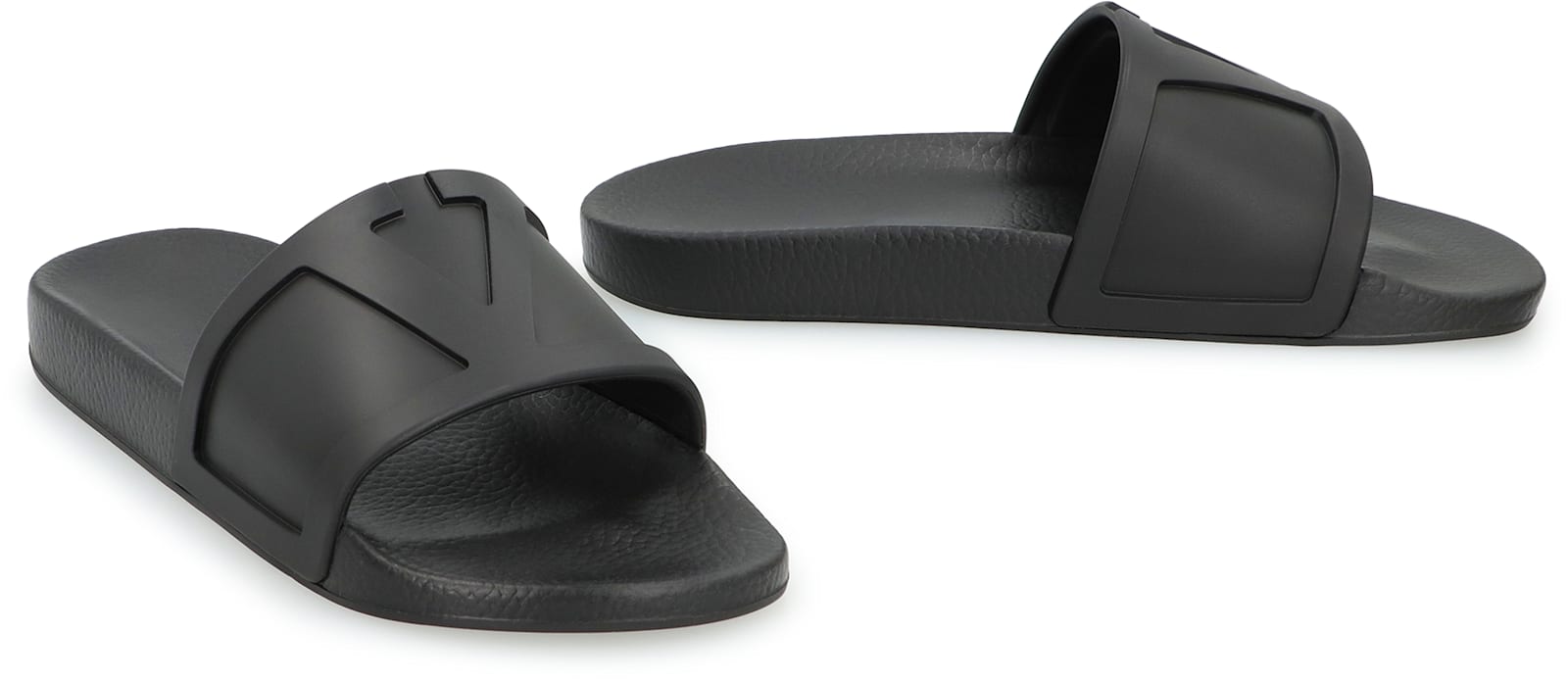 Valentino Coolside Rubber Slides In Black