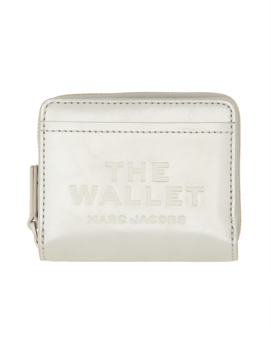 Shop Marc Jacobs Compact Mini Wallet In Silver