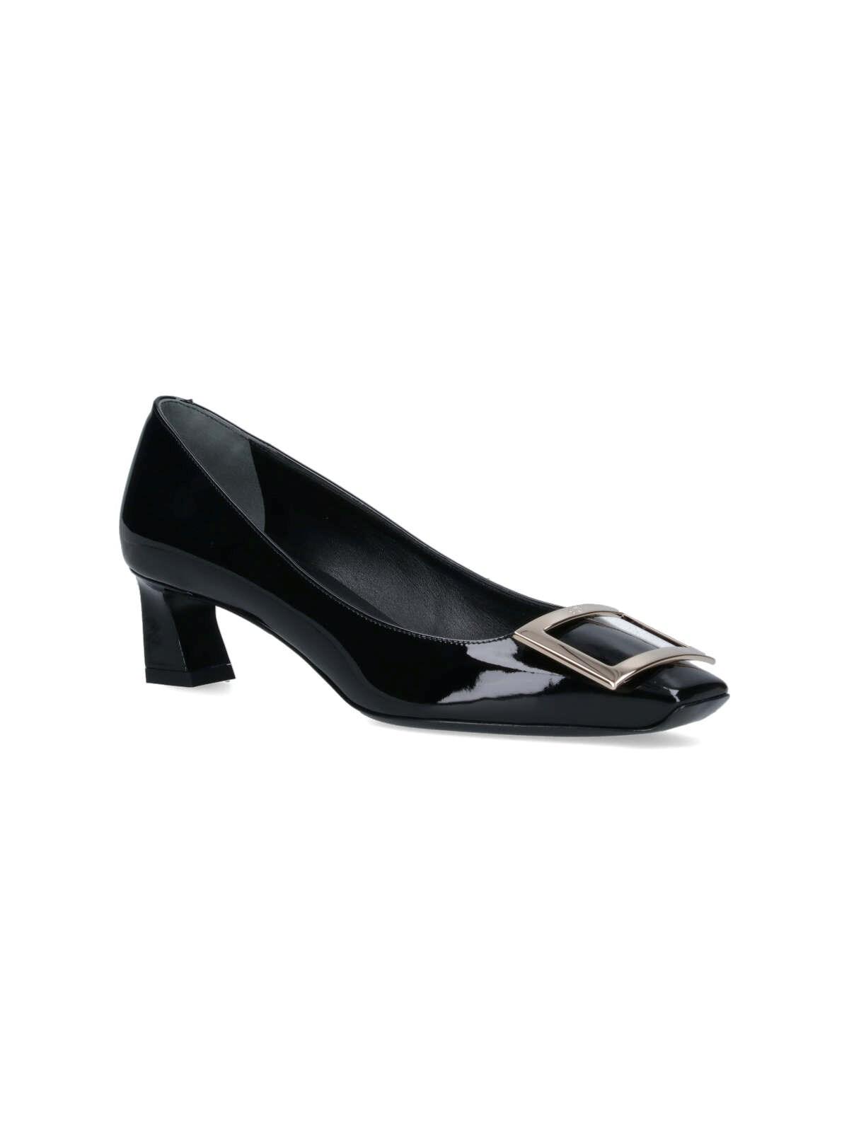 Roger Vivier Trompette Pumps In Patent Leather With Metal Buckle In Black
