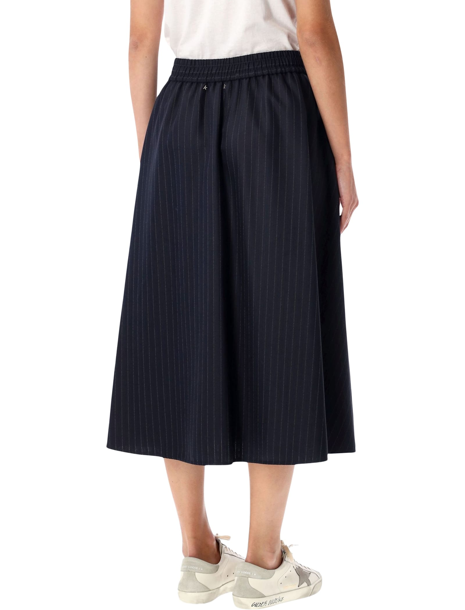 Golden Goose Voluminous Midi Skirt With Circular Silhouette In Blue