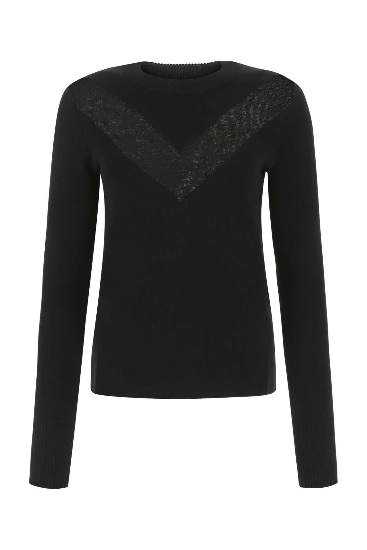 Black Stretch Wool Blend Sweater