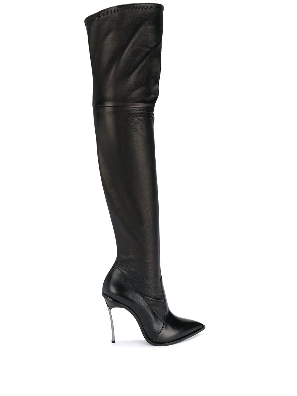 Casadei Blade Over-the-knee Boot In Black Leather