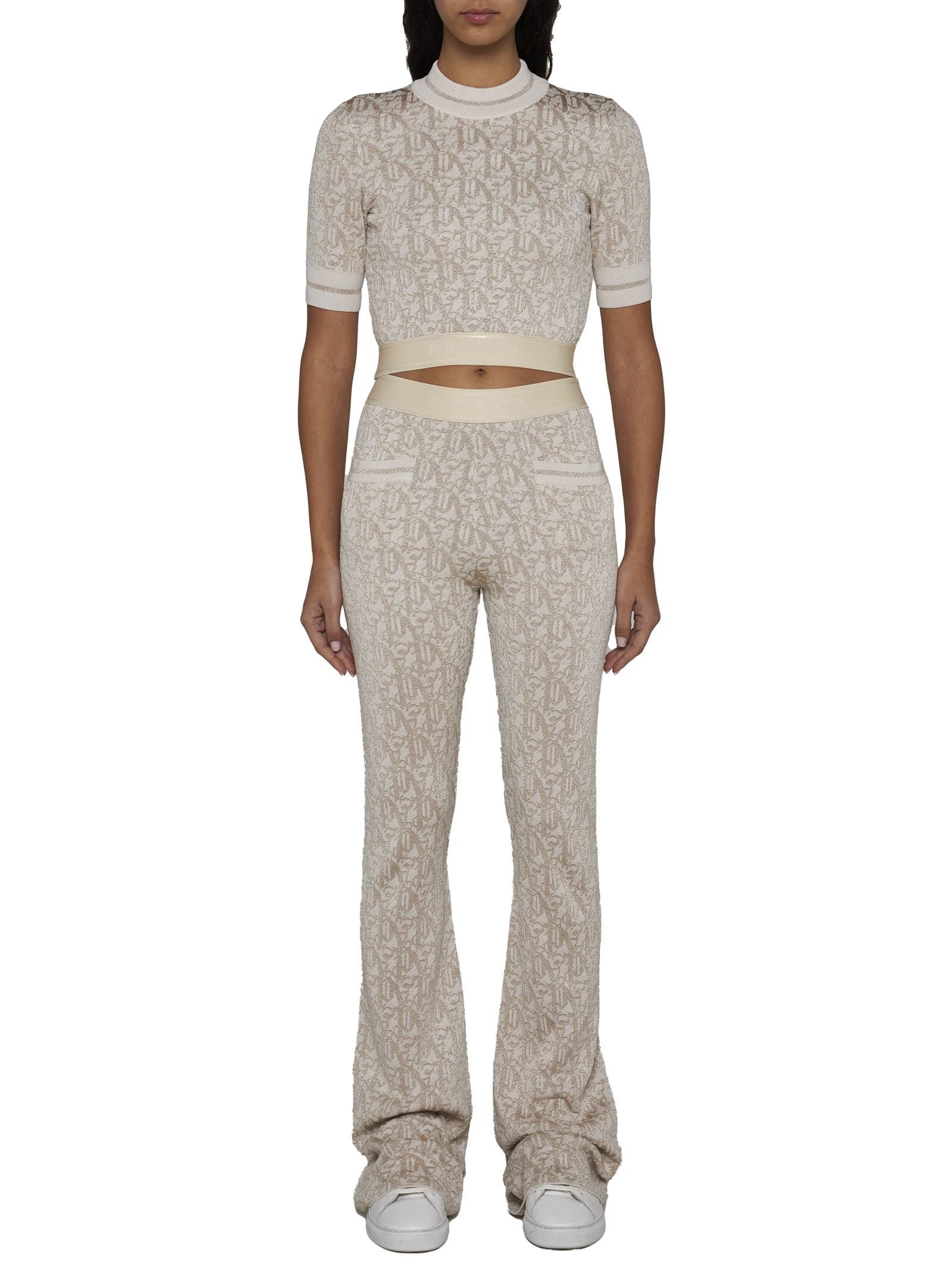 Shop Palm Angels Pants In Off White Beige