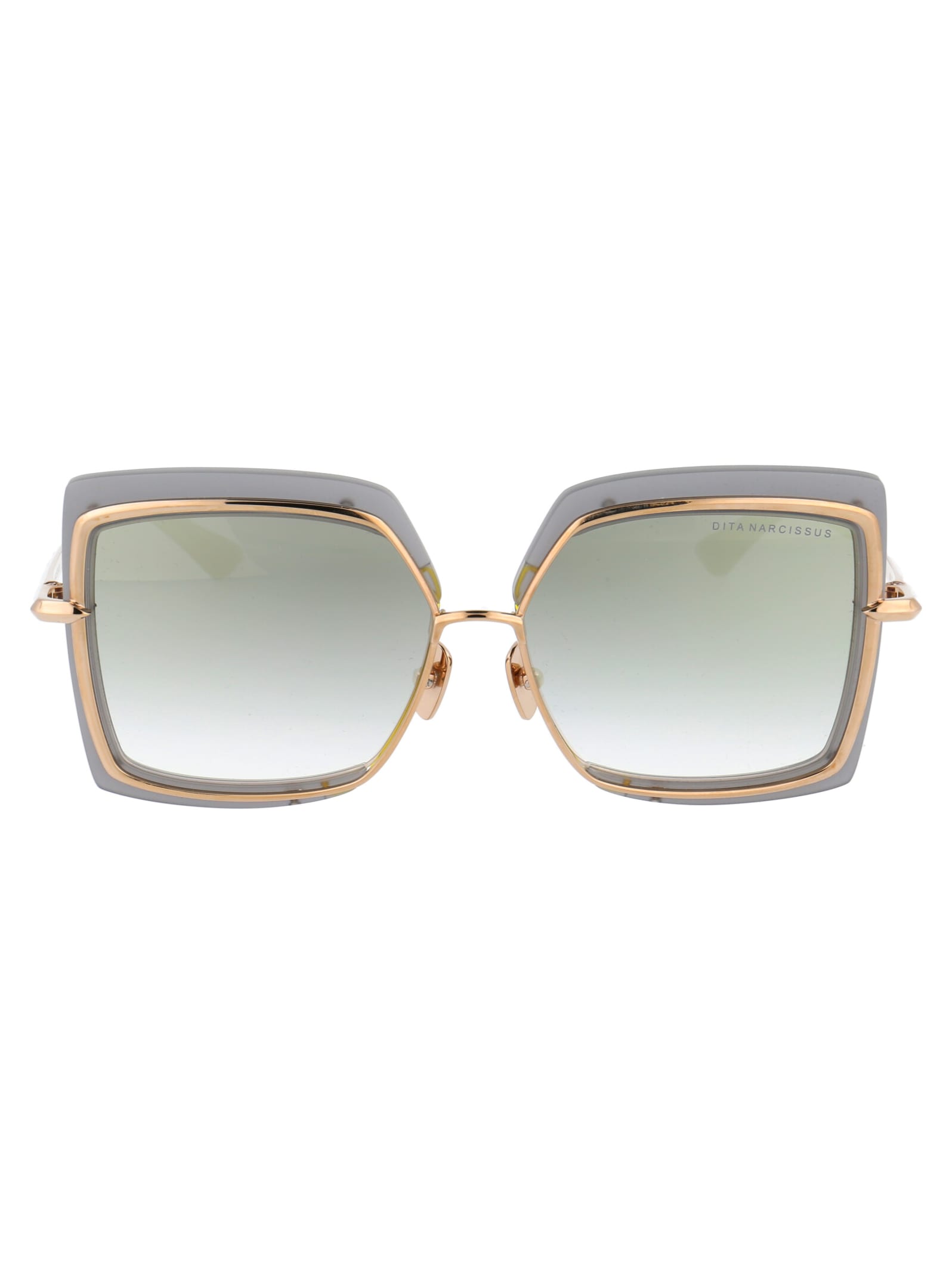Shop Dita Narcissus Sunglasses In Satin Crystal Grey - White Gold - Milky Gold Flash