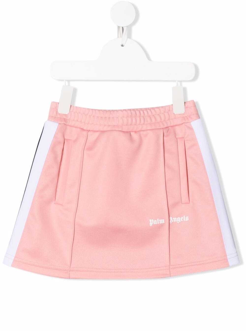 Palm Angels Kids Girls Pink Track Skirt With Logo Print
