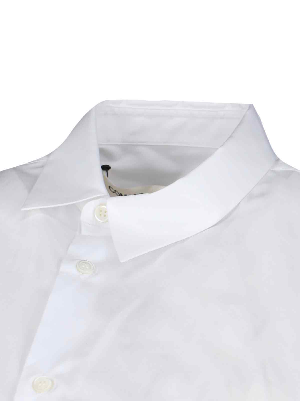 Comme Des Garçons Longline Asymmetric Hem Top Chest Pocket In White