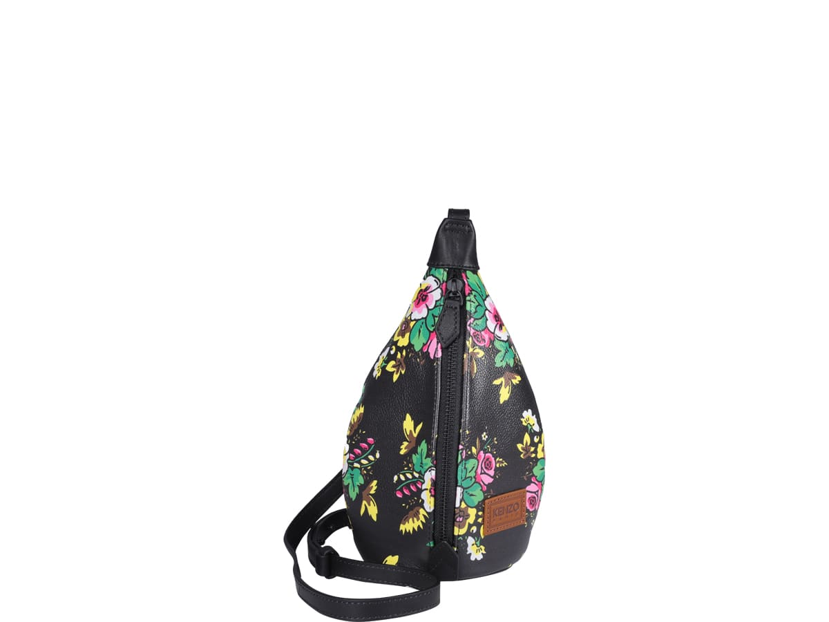 Kenzo Floral-print Cross Body Bag In Black