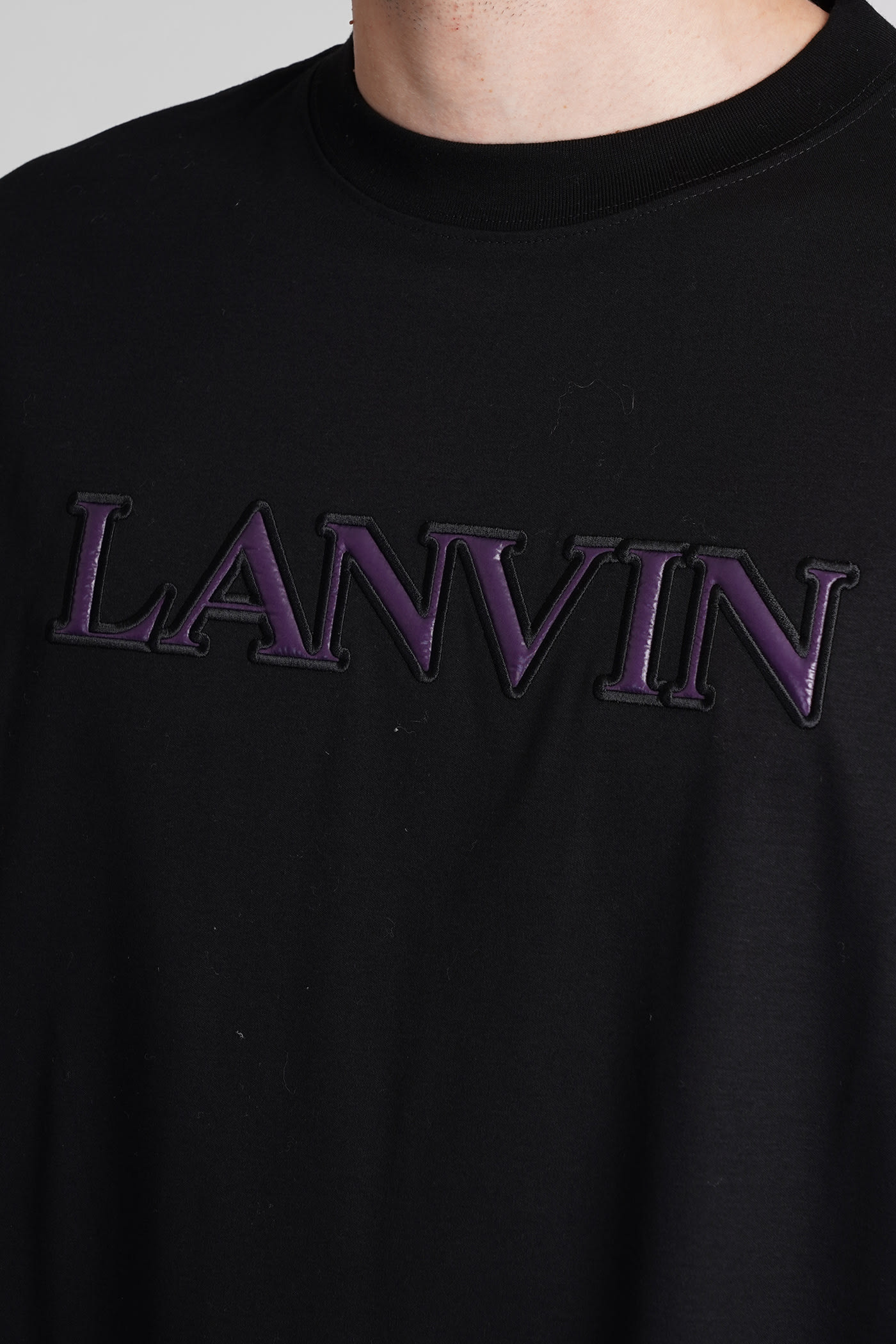 Lanvin Embroidered-logo Short-sleeved T-shirt In Black