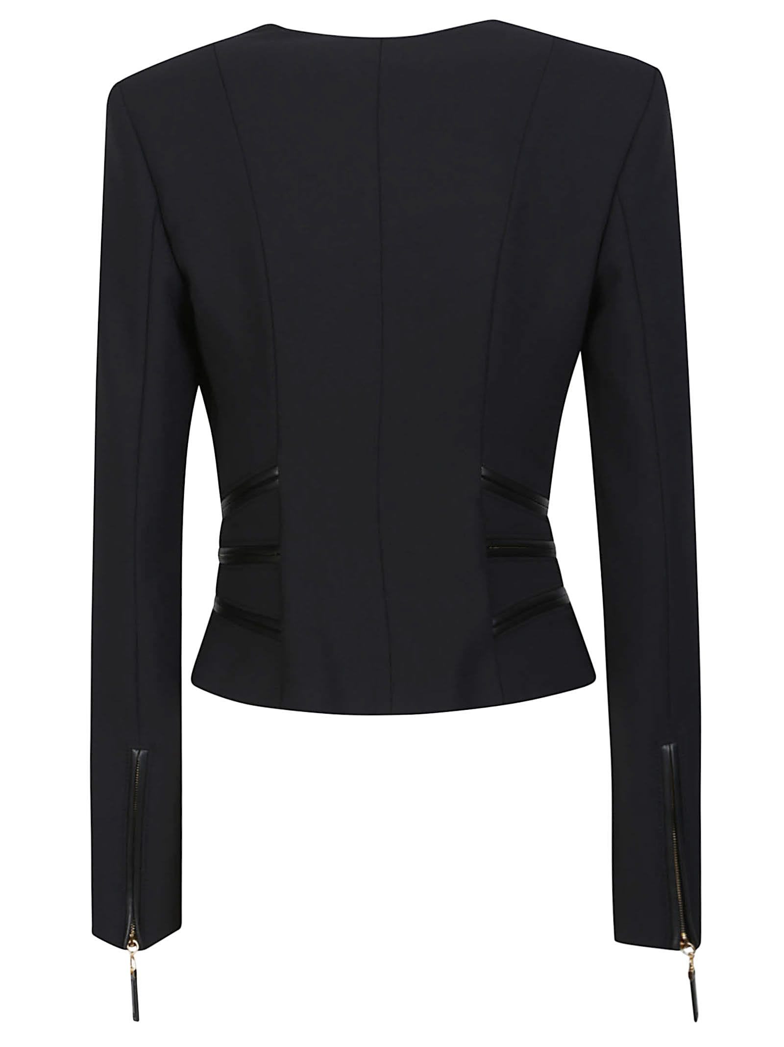 Elisabetta Franchi Fitted Crepe Jacket With Structured Seams In Black