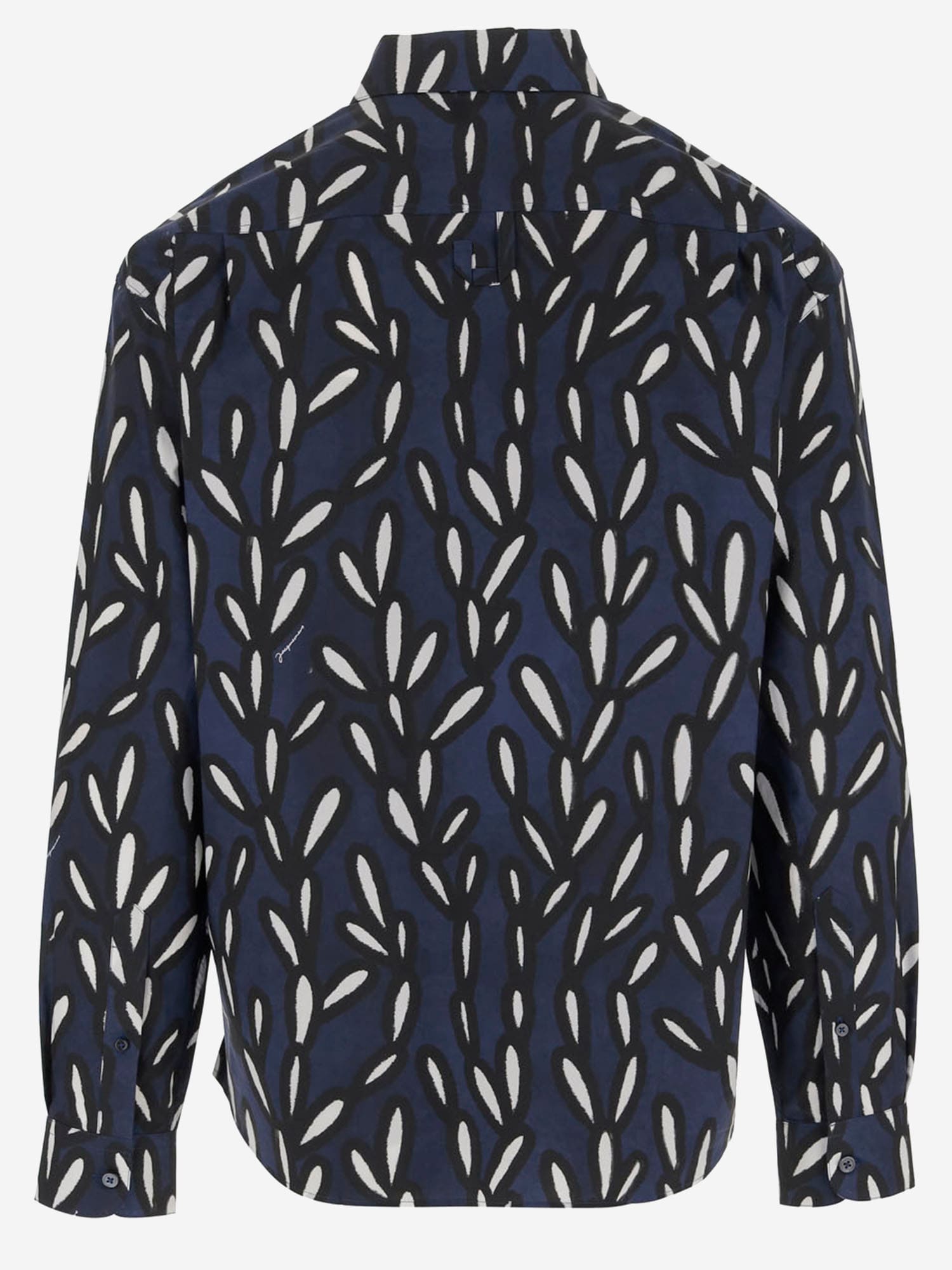 Jacquemus 'la Chemise Jean' Blue Shirt With Spread Collar And All-over Logo Motif In Blue