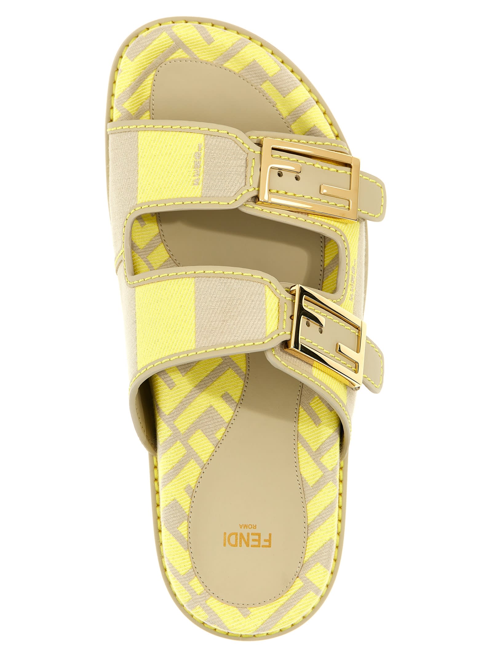 Shop Fendi Feel Sandals In Beige