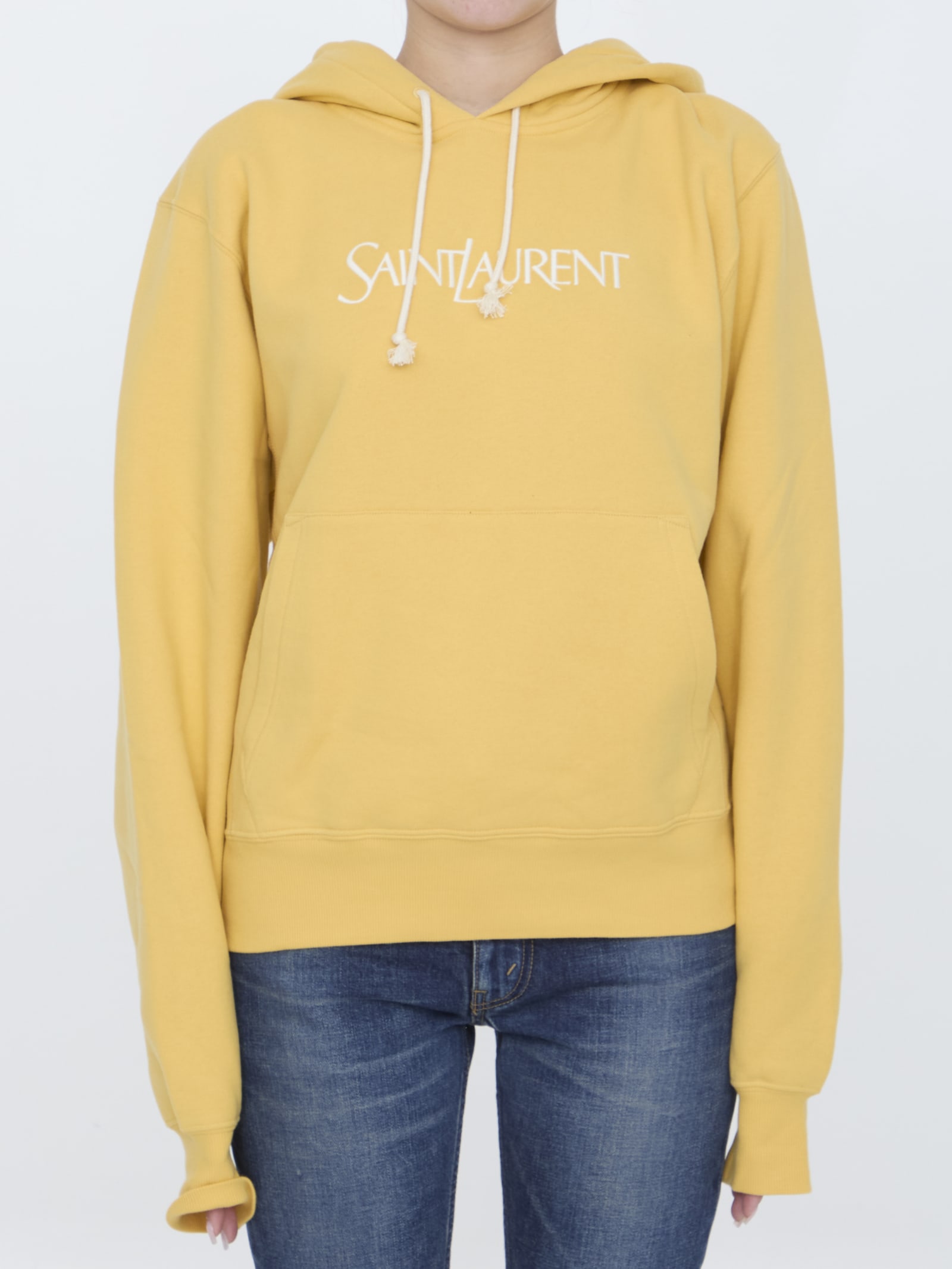 Shop Saint Laurent Hoodie In Yellow