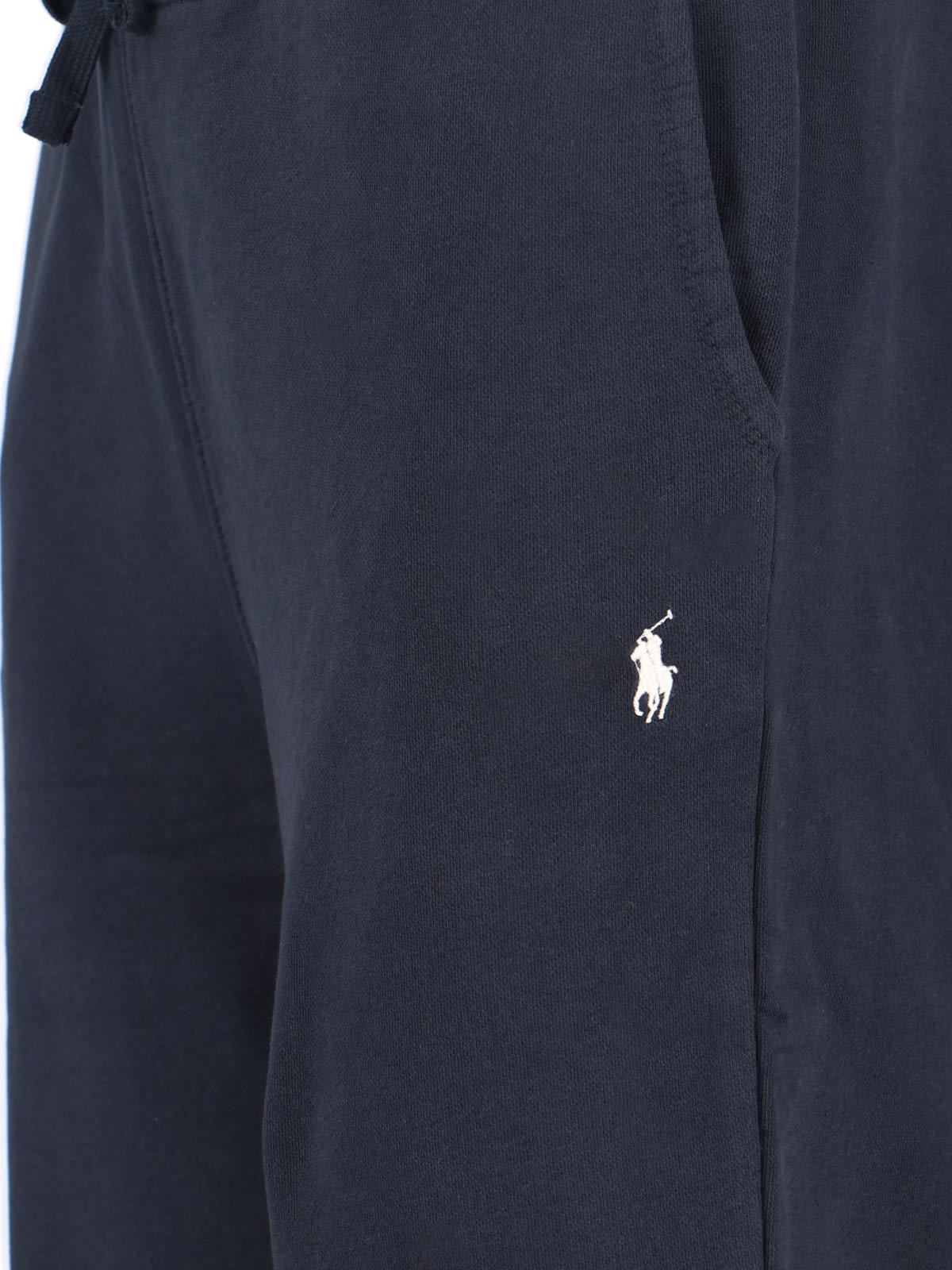 Polo Ralph Lauren Navy Cotton Sweatpants With Drawstring And Embroidered Logo In Blue