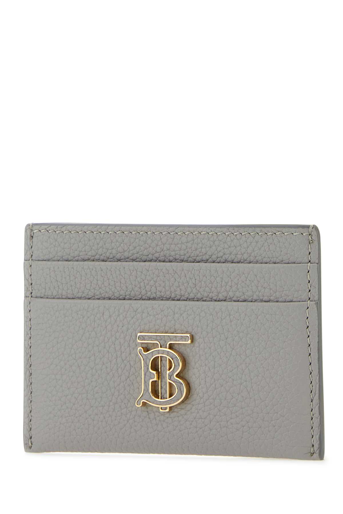 Shop Burberry Grey Leather Tb Card Holder In Lightgreymelange