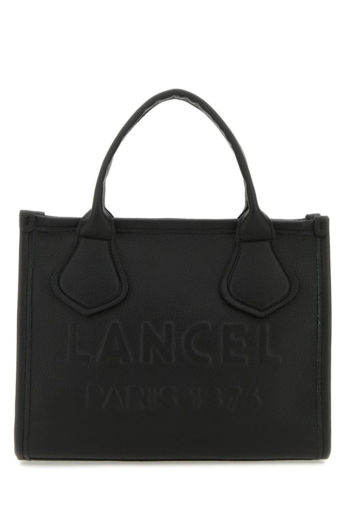 Black Leather Jour Small Shopping Bag