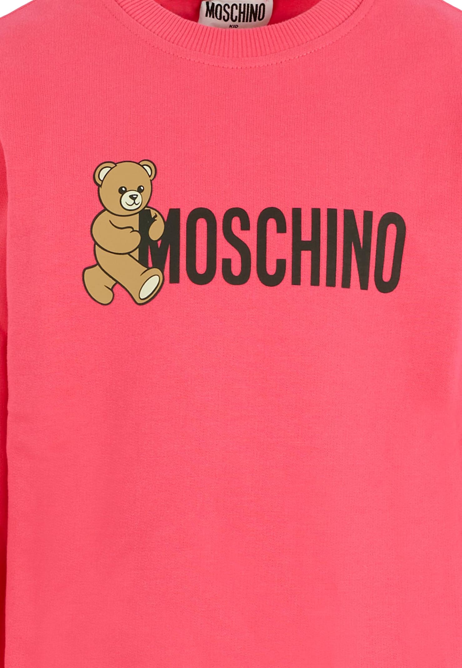 Moschino Fuchsia Sweatshirt For Girl With Teddy Bear In Pink