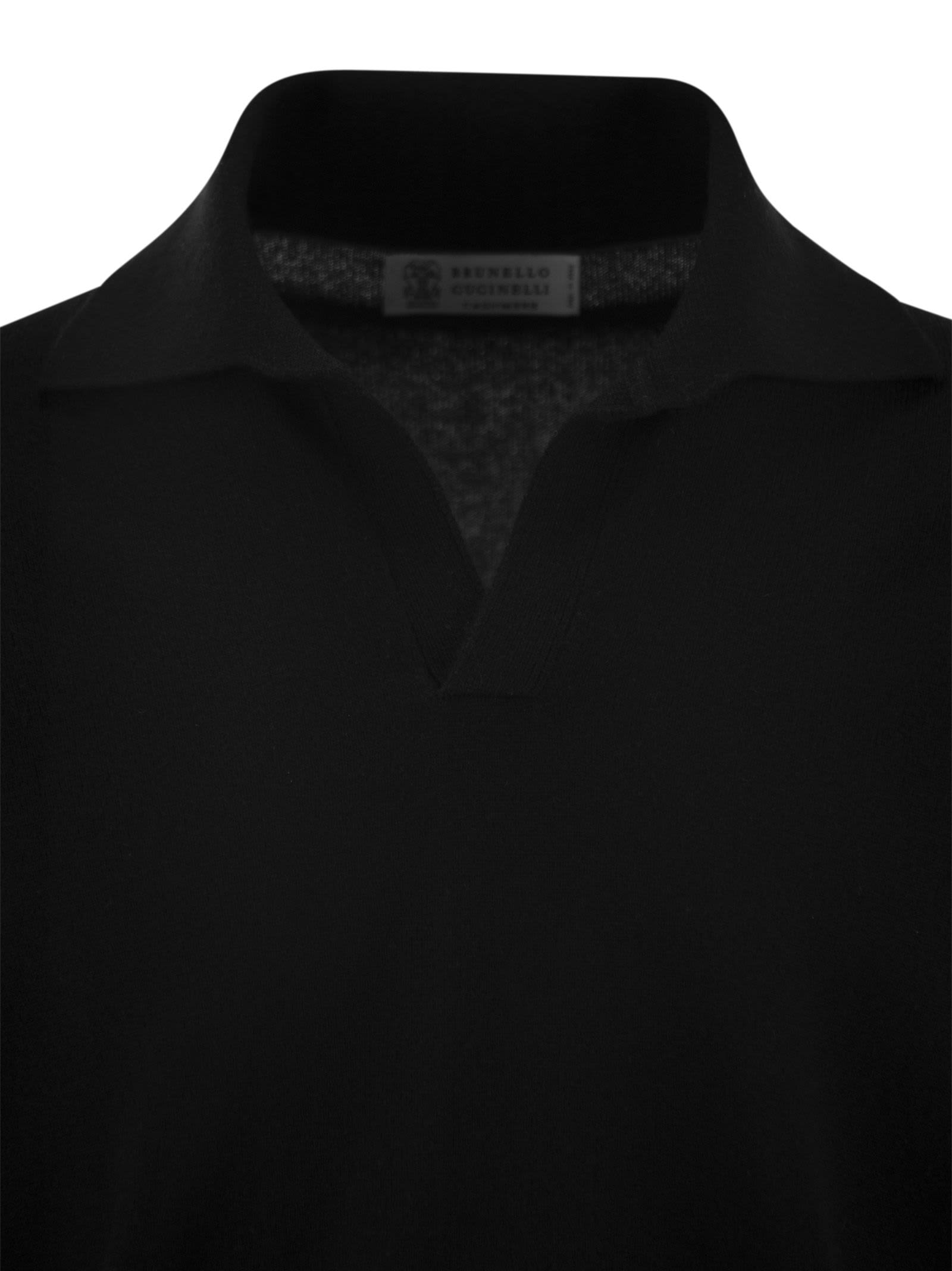 Shop Brunello Cucinelli Cashmere Polo Neck Sweater In Black