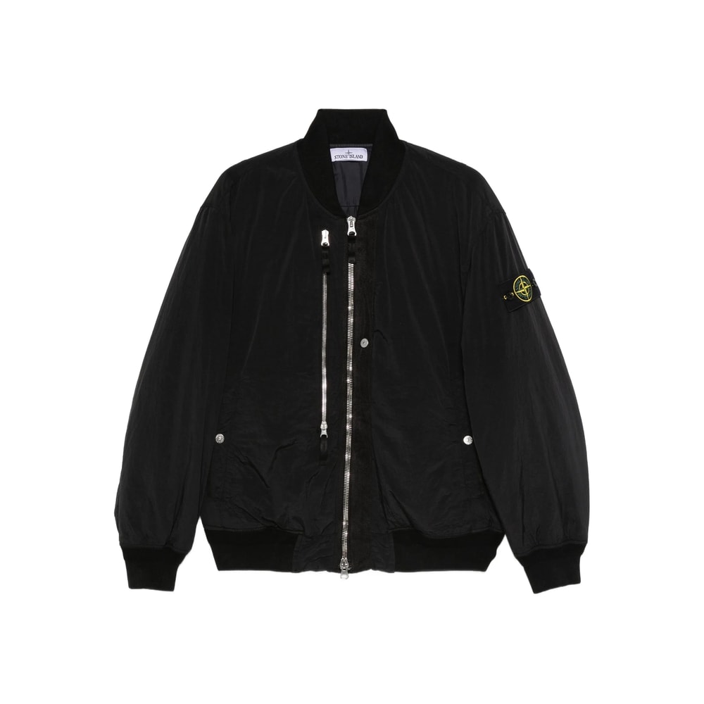 Stone Island Compass-badge Bomber Jacket In Black