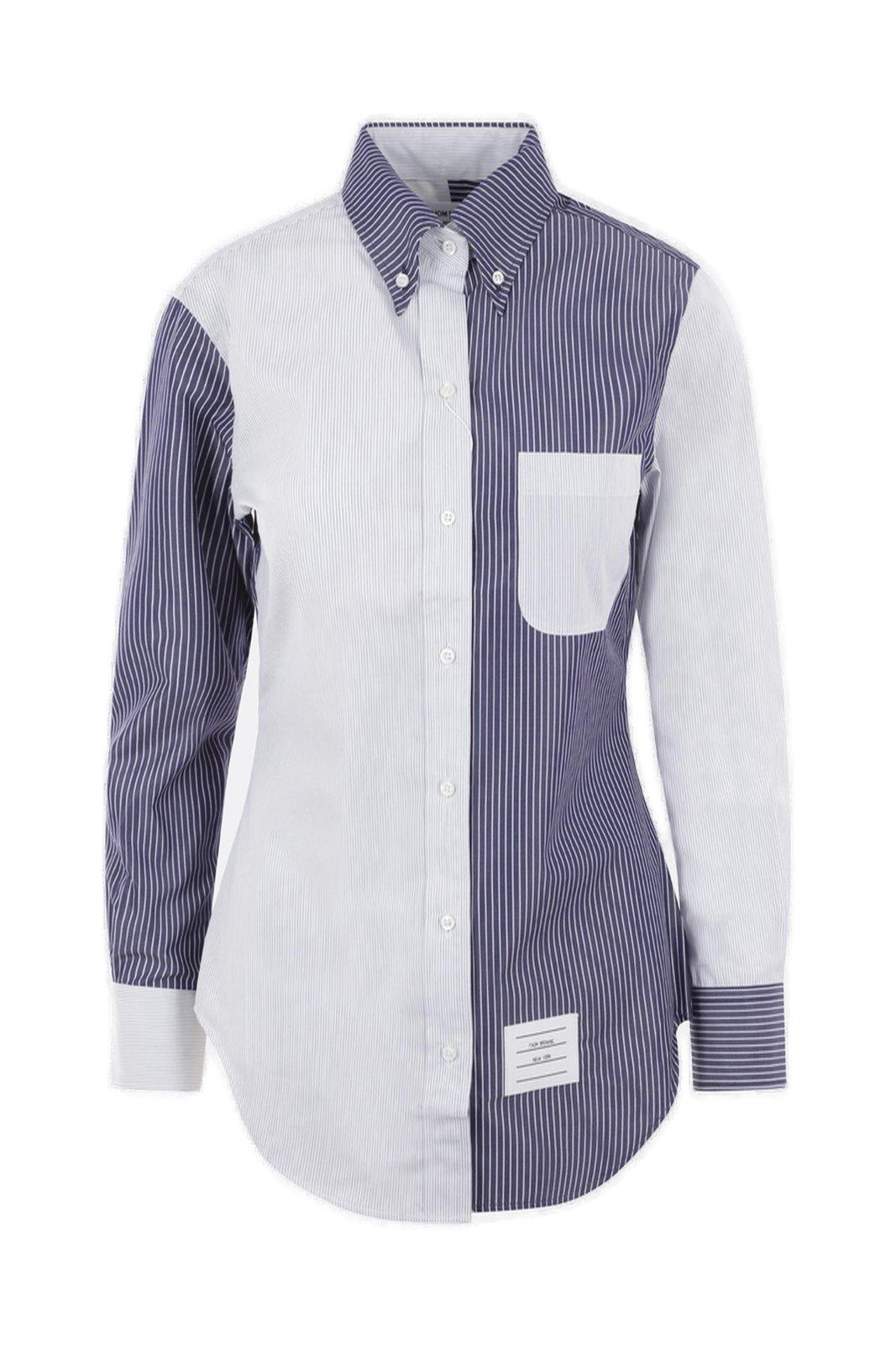 Panelled Striped Button-up Shirt