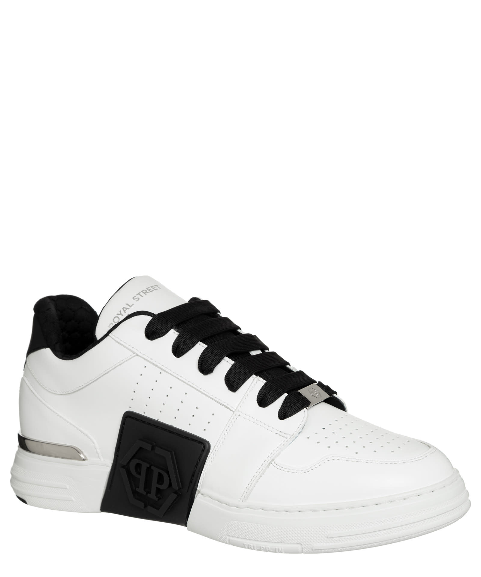 Shop Philipp Plein Leather Sneakers In Nero