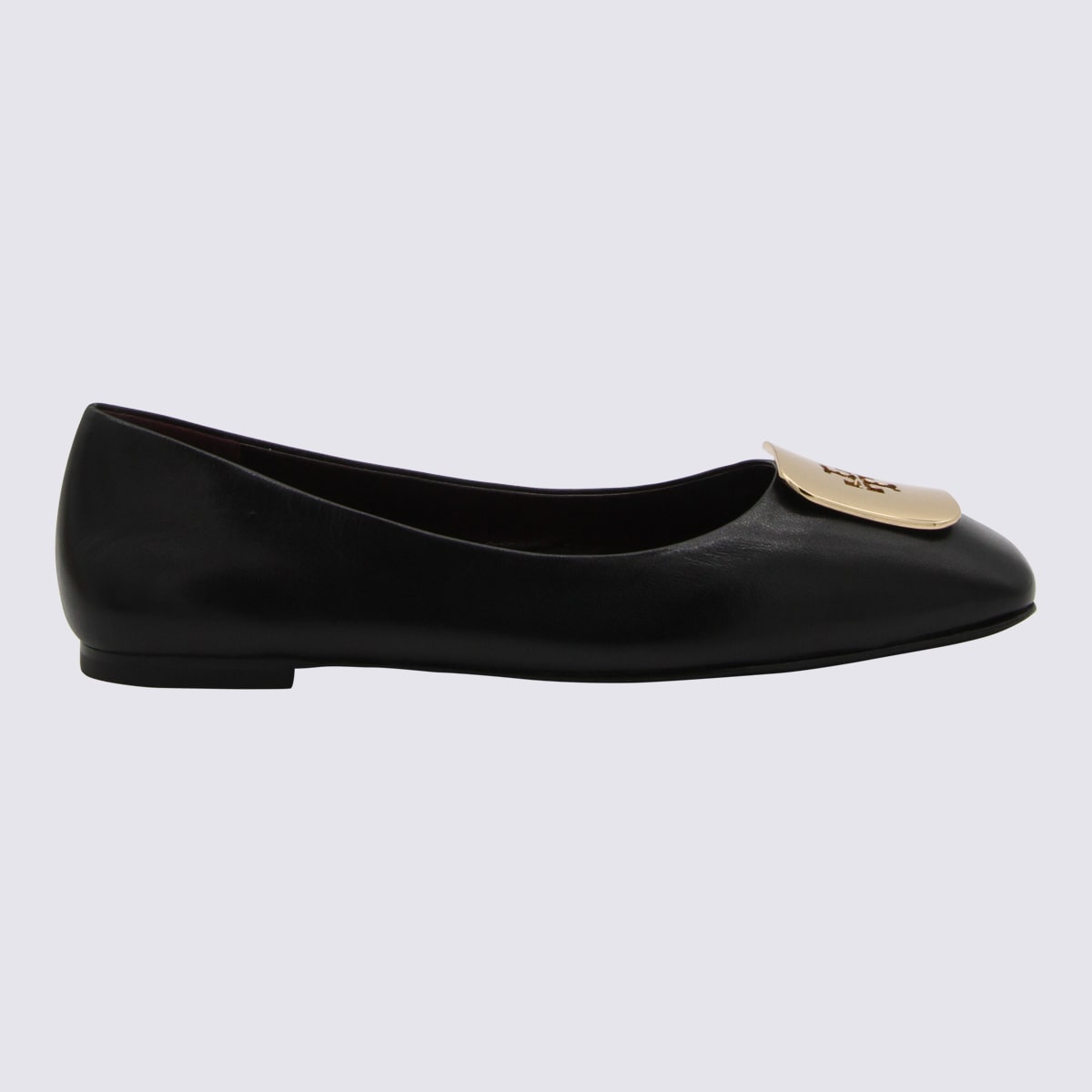 Shop Tory Burch Black Leather Ballerina Shoes