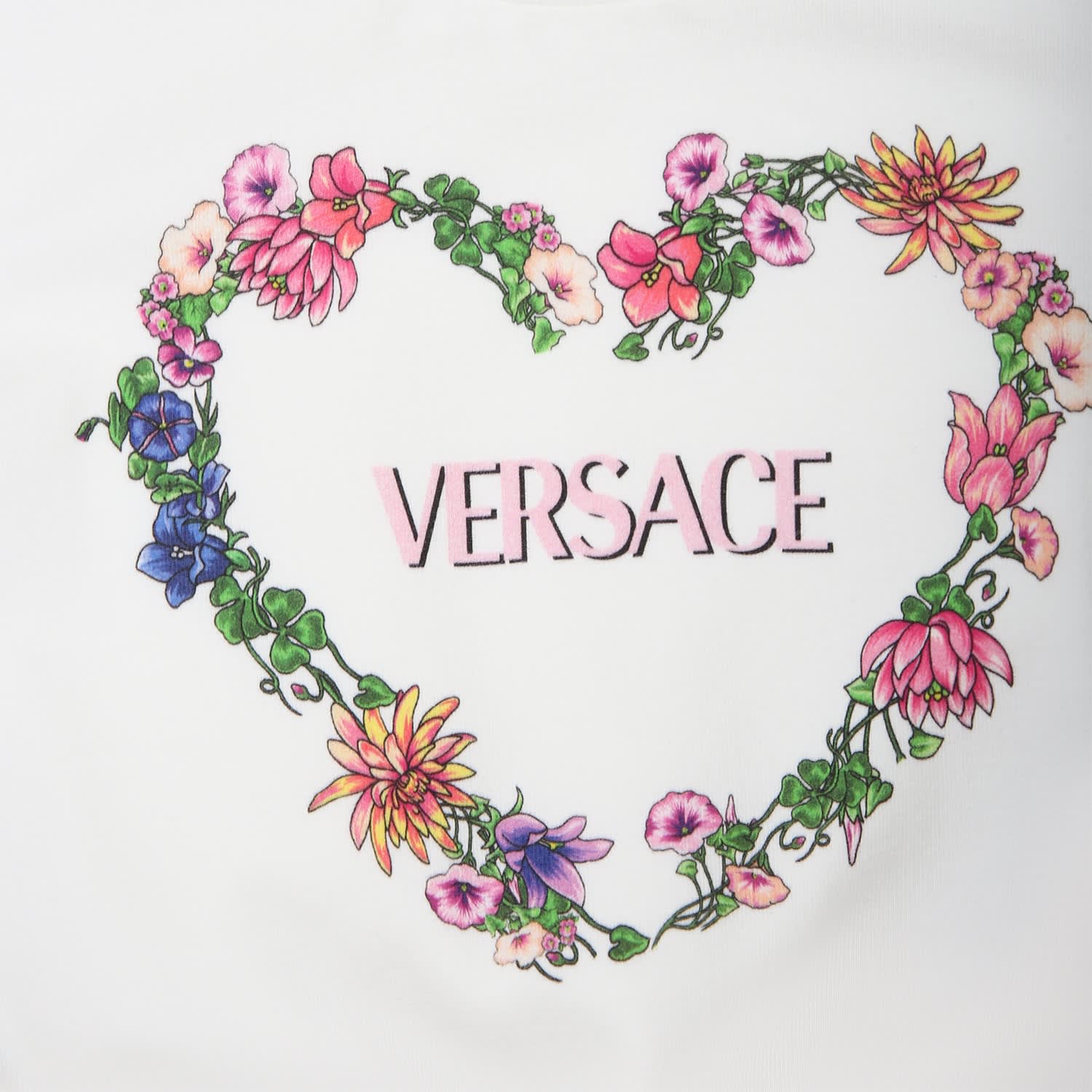 Shop Versace White Dress For Baby Girl With Multicolor Print