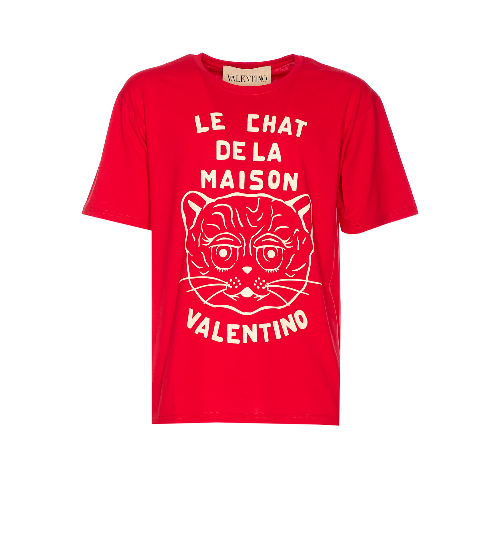 Valentino Garavani T-shirt With Le Chat De La Maison Print In Red