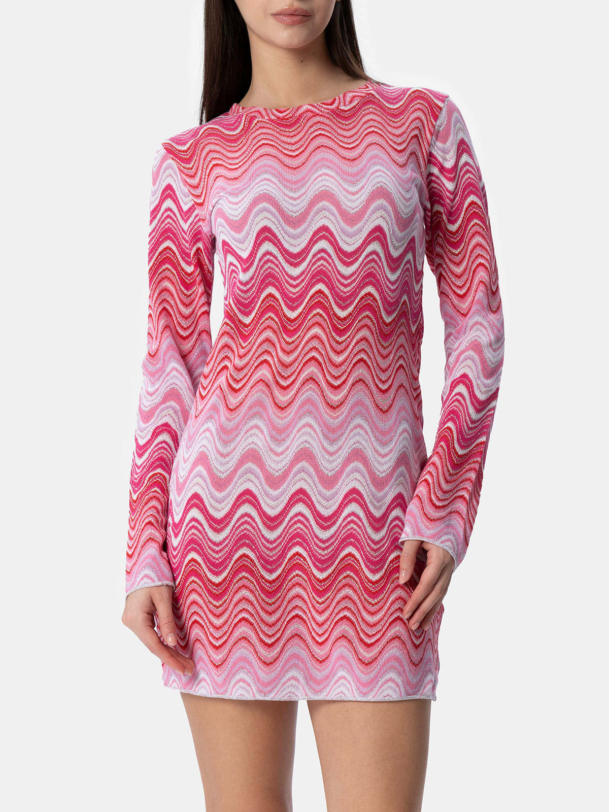 Shop Mc2 Saint Barth Woman Raschel Knit Pink Short Dress Imany