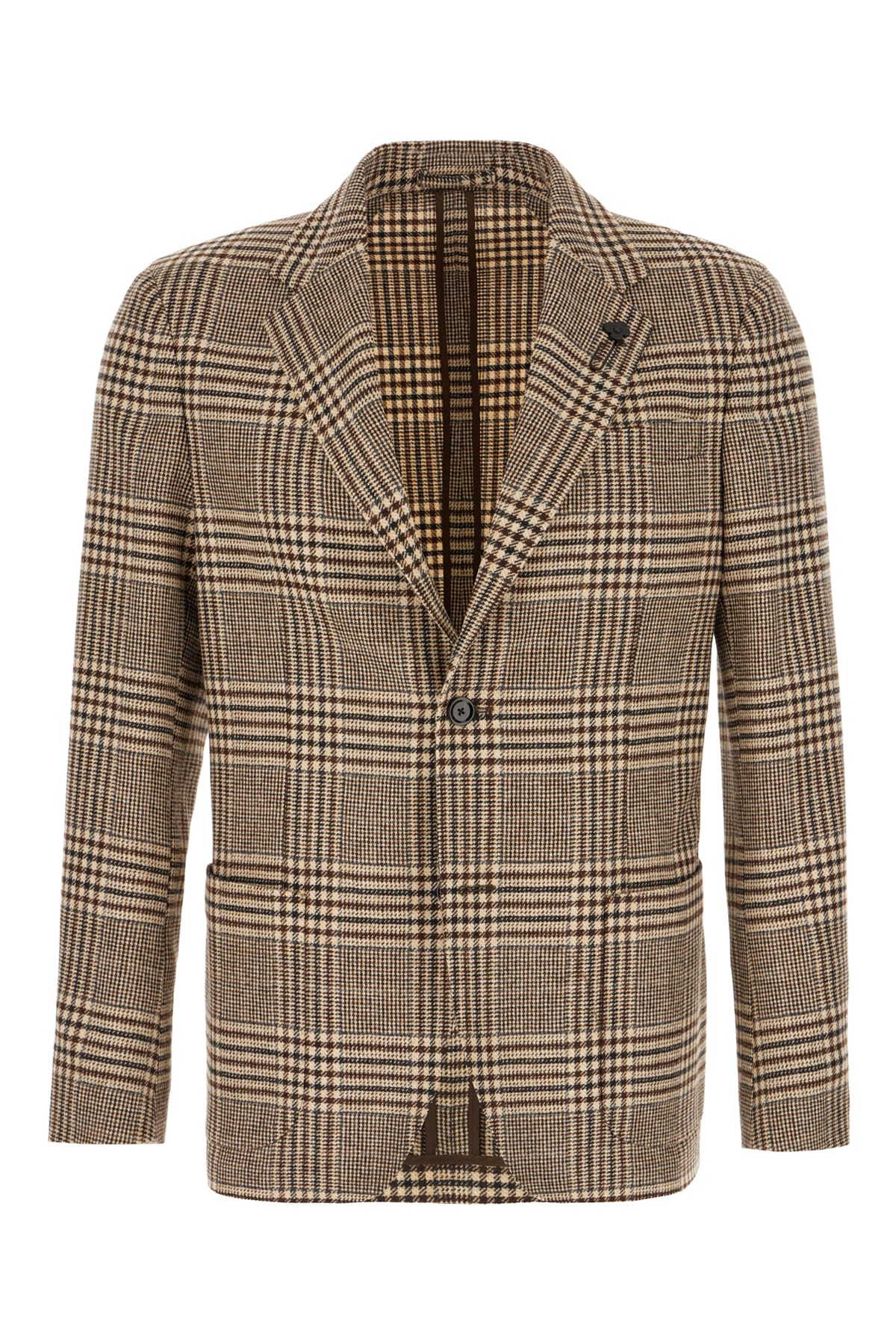 Lardini Embroidered Wool Blend Blazer In Brown