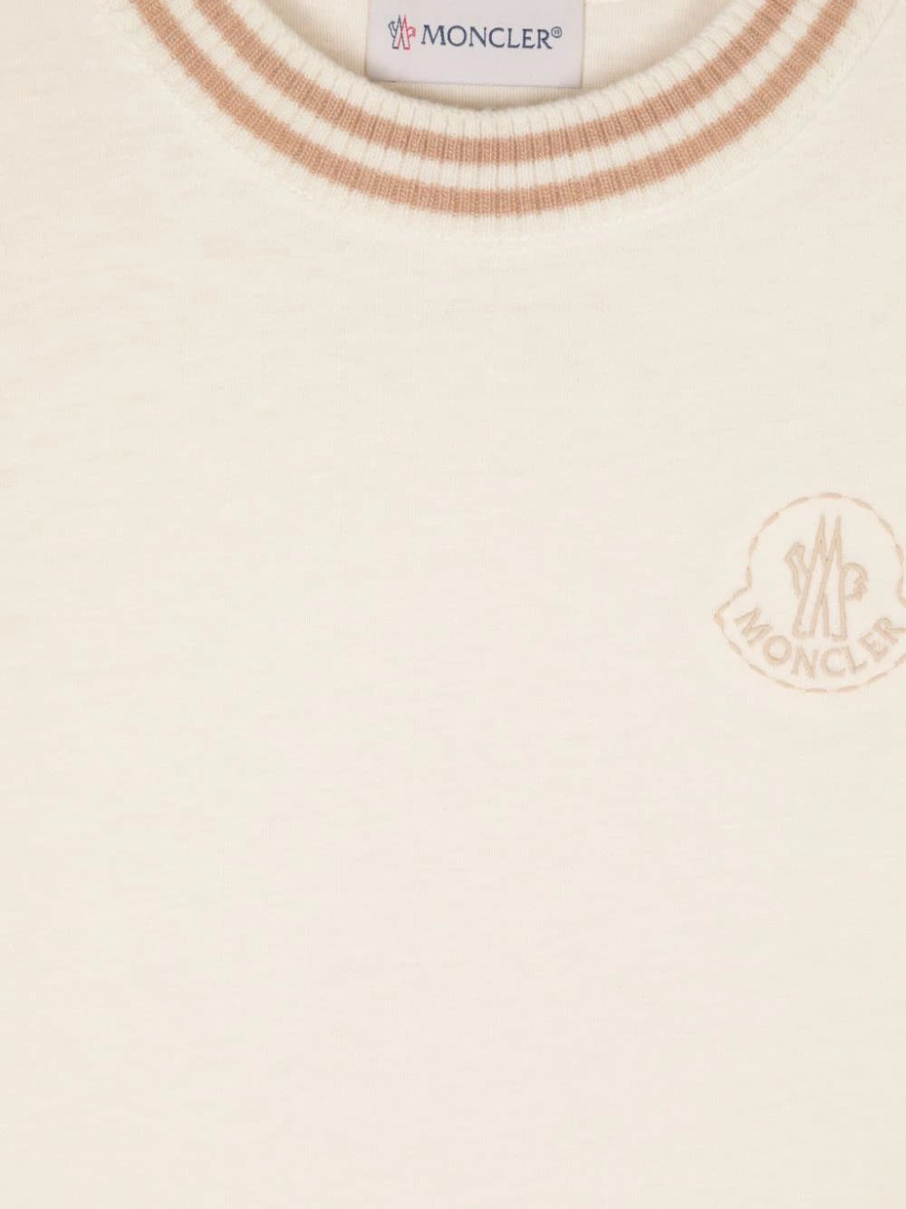 MONCLER WHITE T-SHIRT WITH EMBROIDERED LOGO 