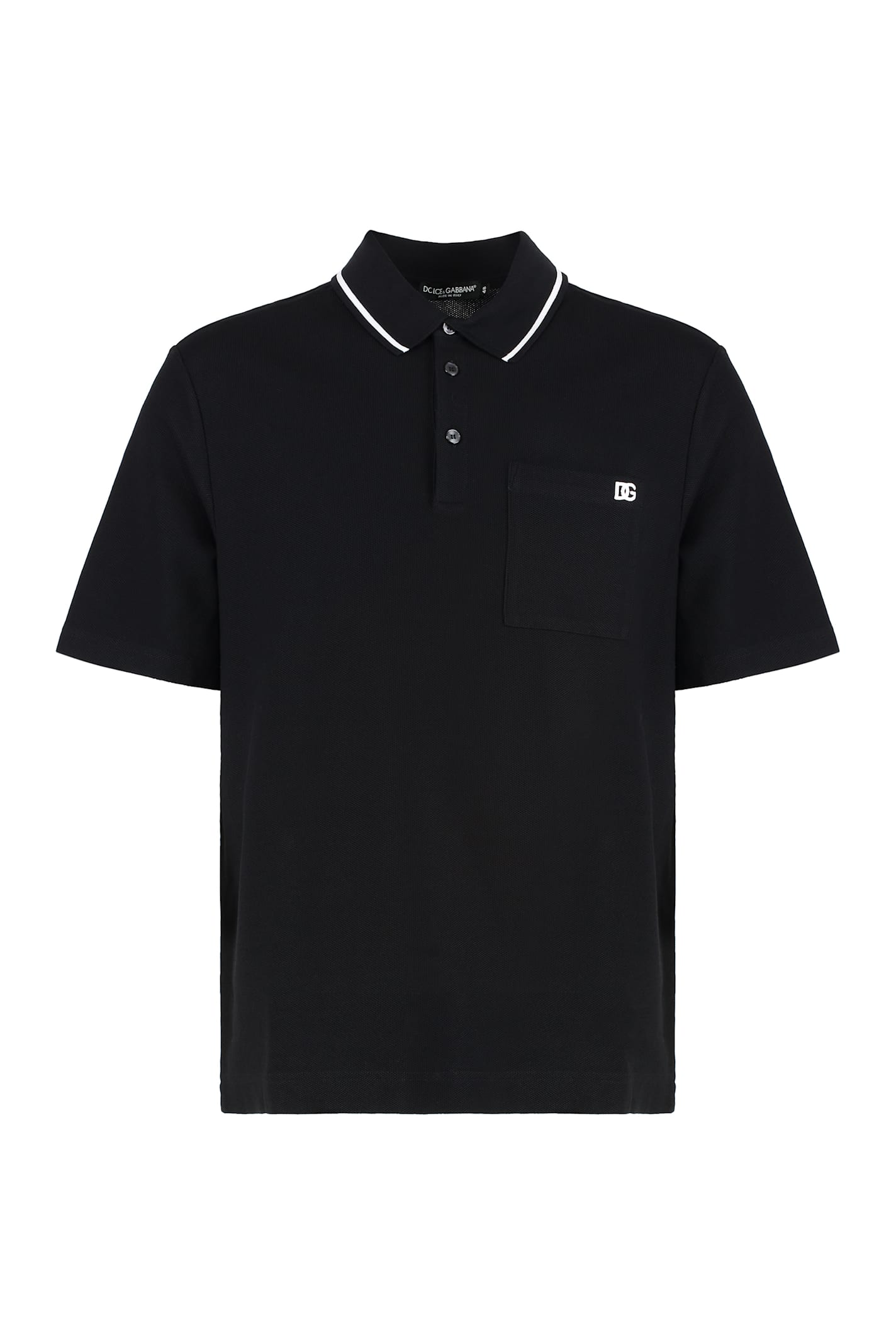 Dolce & Gabbana Polo Shirt In Piqué De Coton In Black