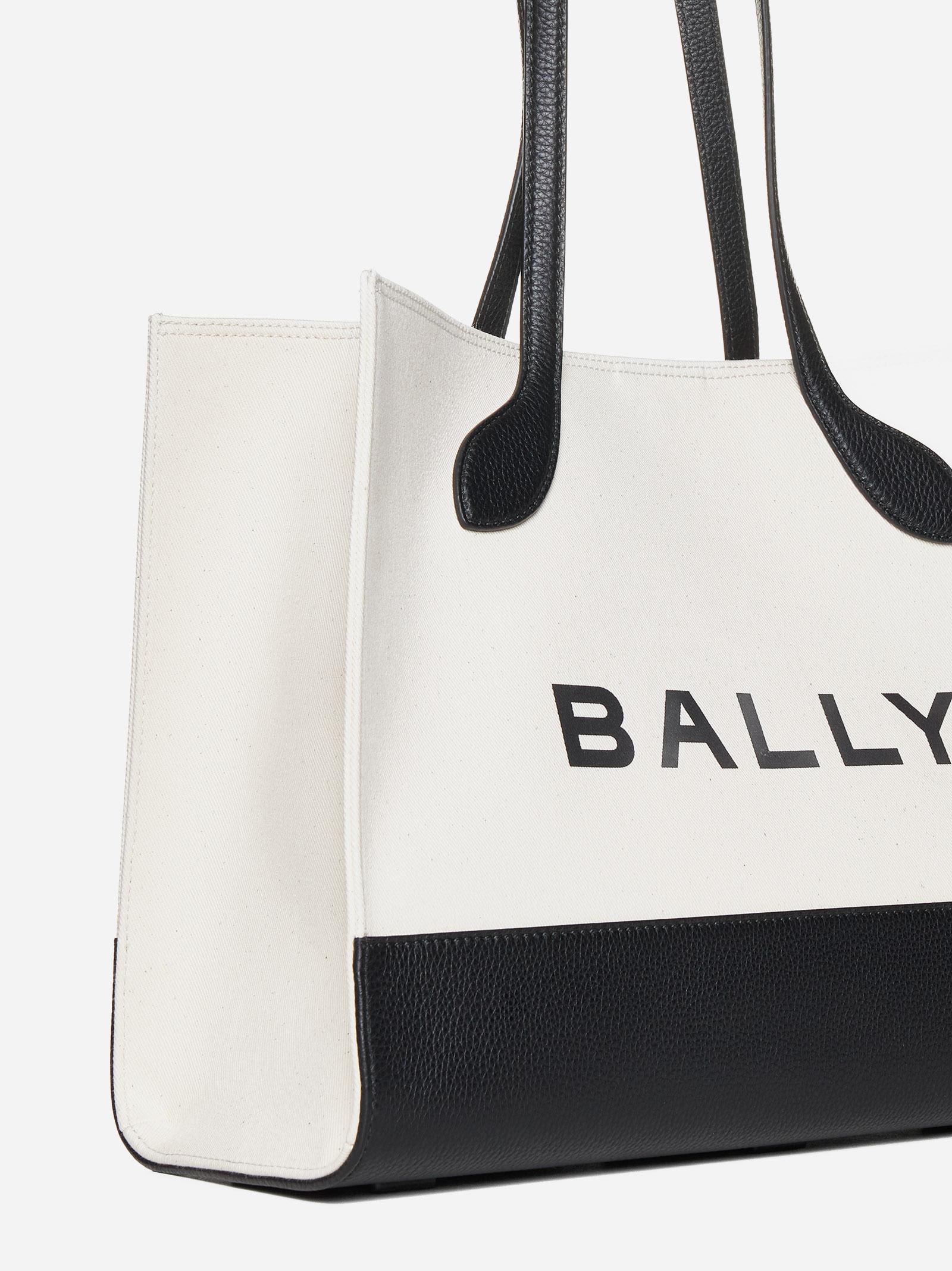 Shop Bally Logo Canvas And Leather Tote Bag In White