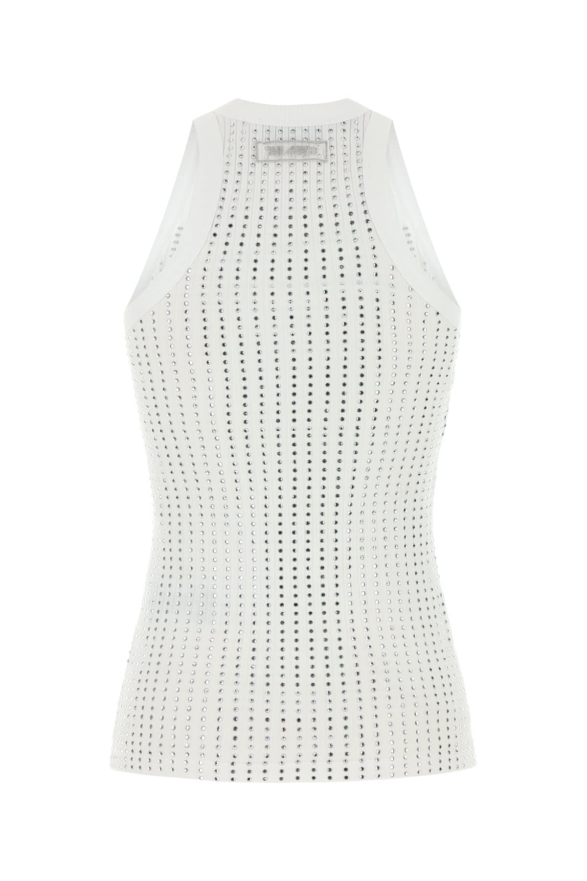 Attico Top With Crystals In White