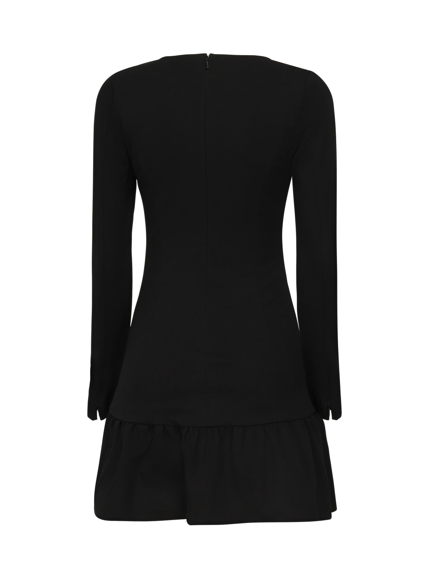 Pinko Flounced Square Neck Long Sleeve Dress In Black